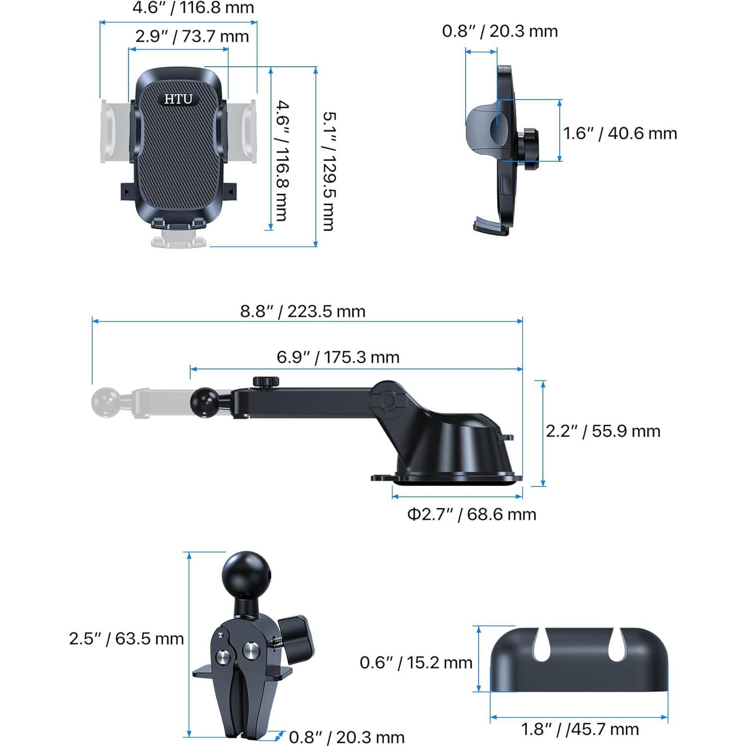Soporte para Teléfono de Auto HTU Universal Negro 2024