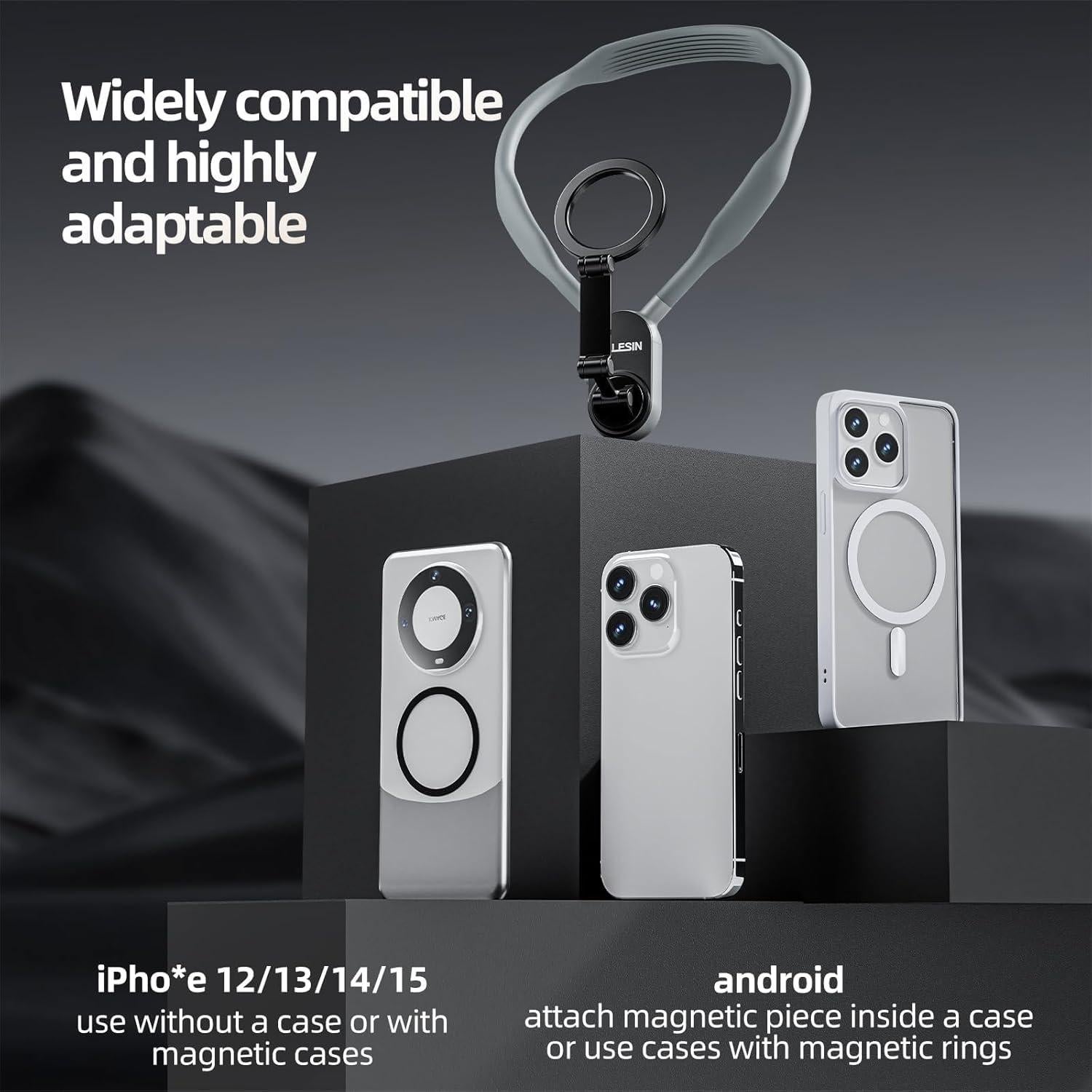 Soporte Magnético para Cuello TELESIN Gris para Teléfonos