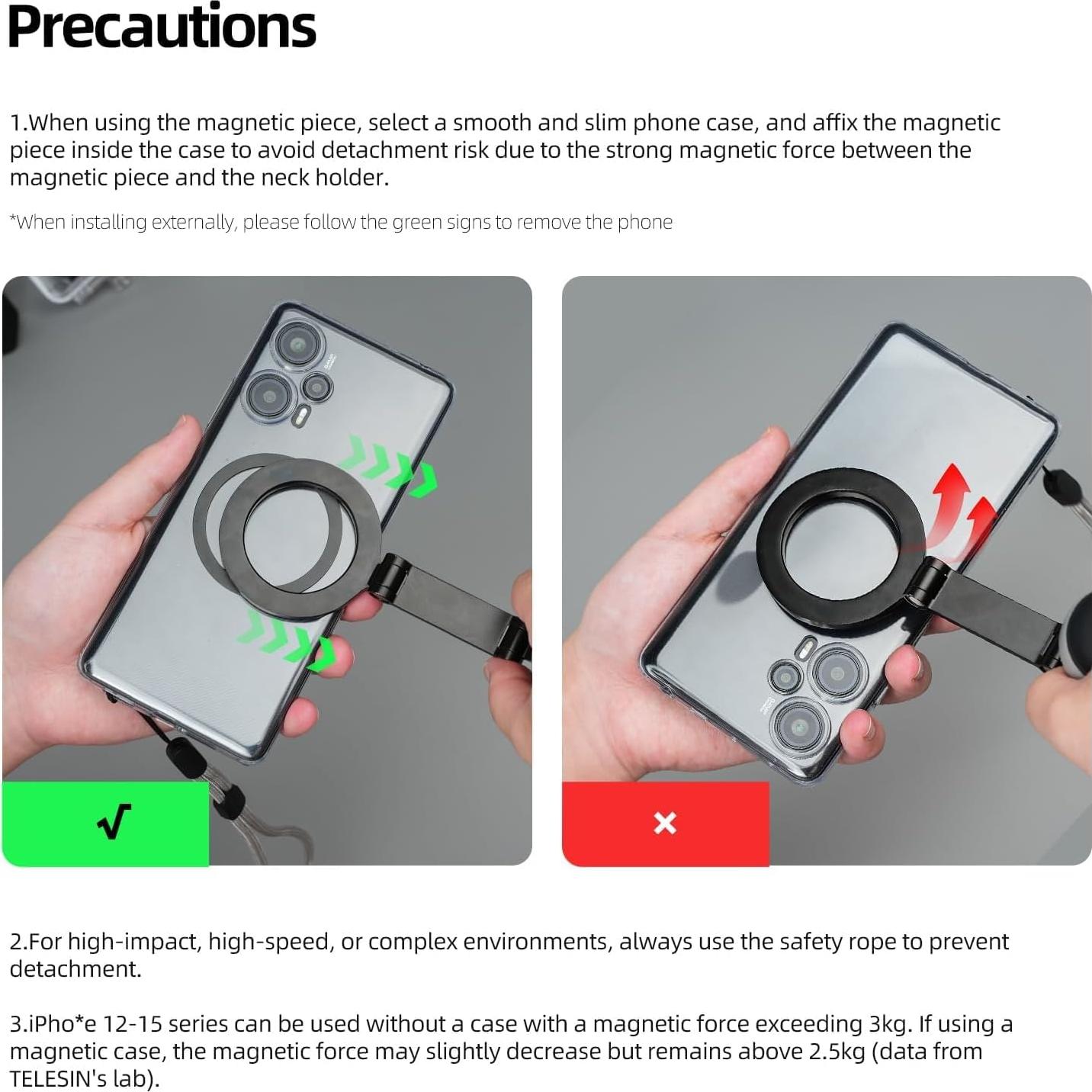 Soporte Magnético para Cuello TELESIN Gris para Teléfonos
