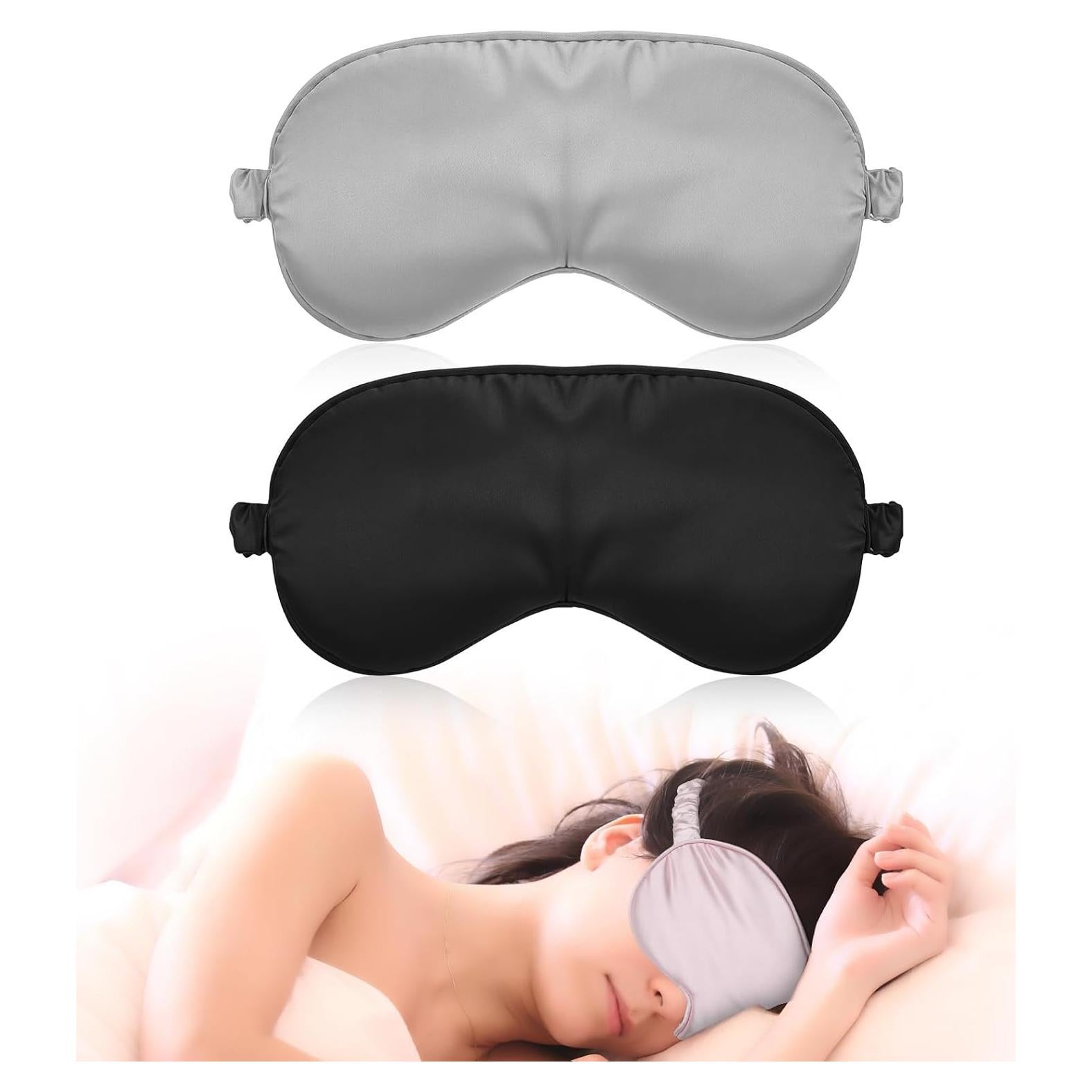 Máscara para dormir Molain 2 piezas de satén suave gris y negro