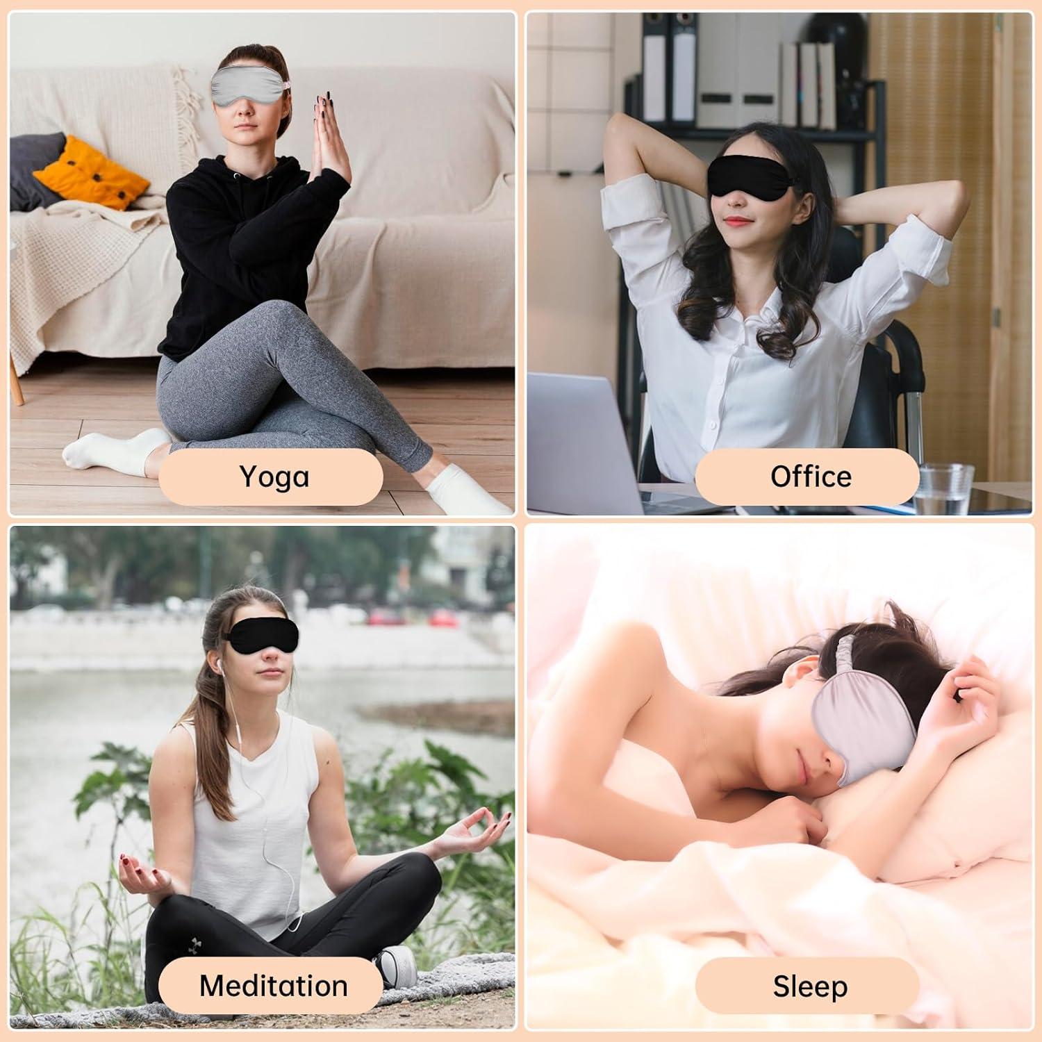 Máscara para dormir Molain 2 piezas de satén suave gris y negro