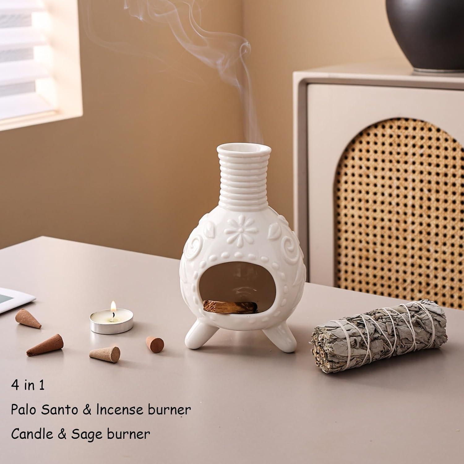 Soporte de Palo Santo JialanGulong Cerámica Blanco 17.8x10.2cm