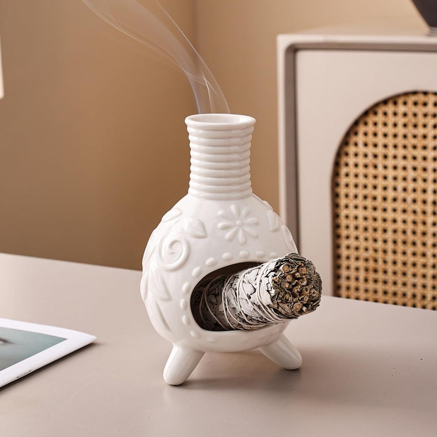 Soporte de Palo Santo JialanGulong Cerámica Blanco 17.8x10.2cm