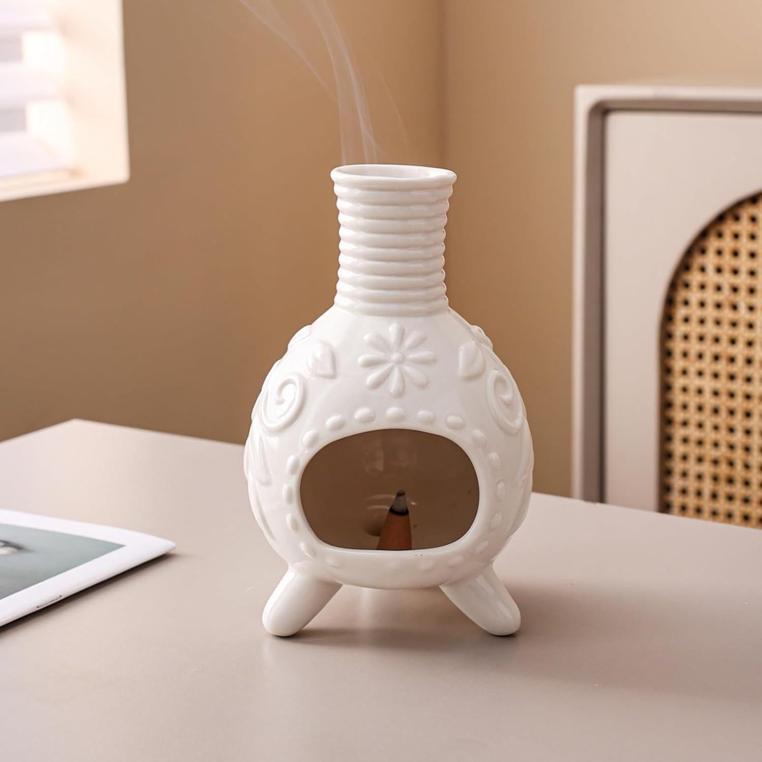 Soporte de Palo Santo JialanGulong Cerámica Blanco 17.8x10.2cm