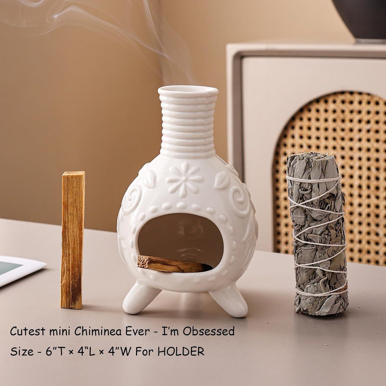 Soporte de Palo Santo JialanGulong Cerámica Blanco 17.8x10.2cm