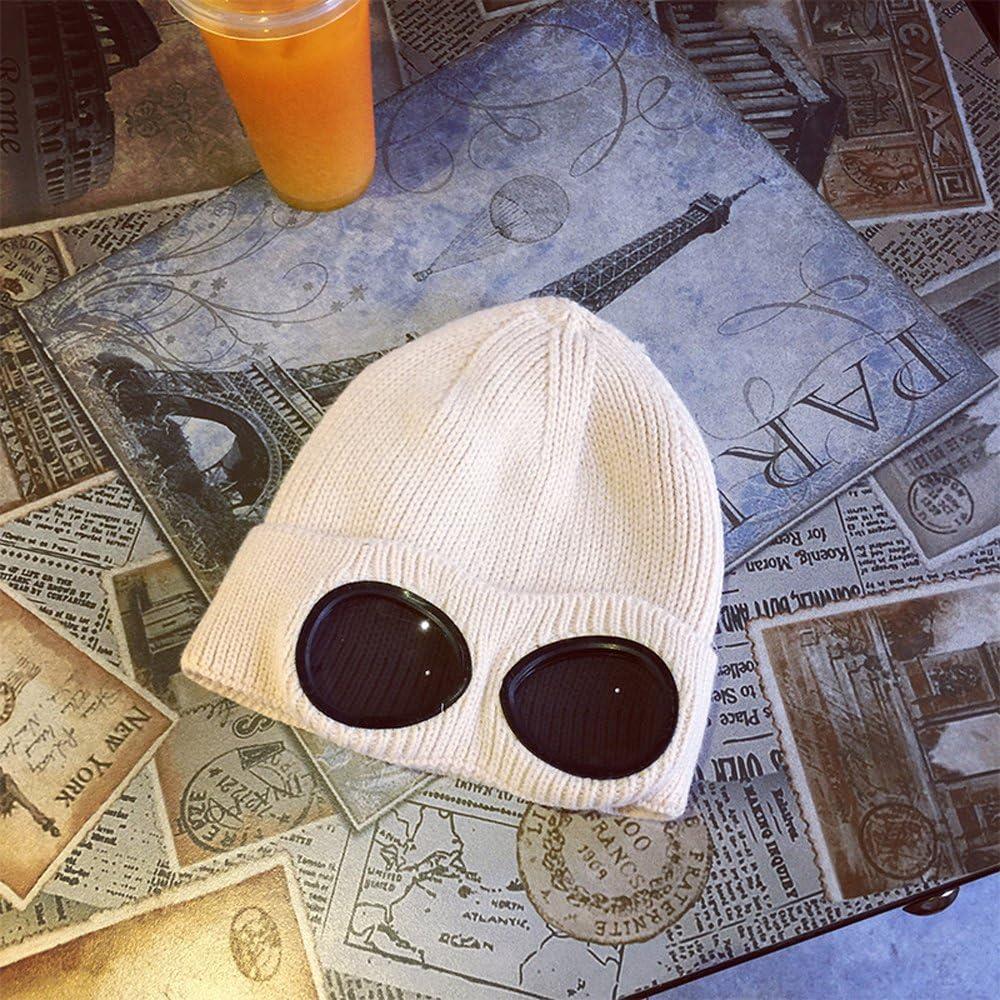 Gorro de Lana Unisex MansWill con Gafas Decorativas Beige