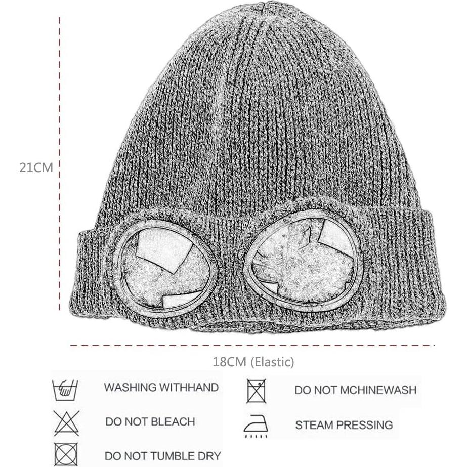 Gorro de Lana Unisex MansWill con Gafas Decorativas Beige