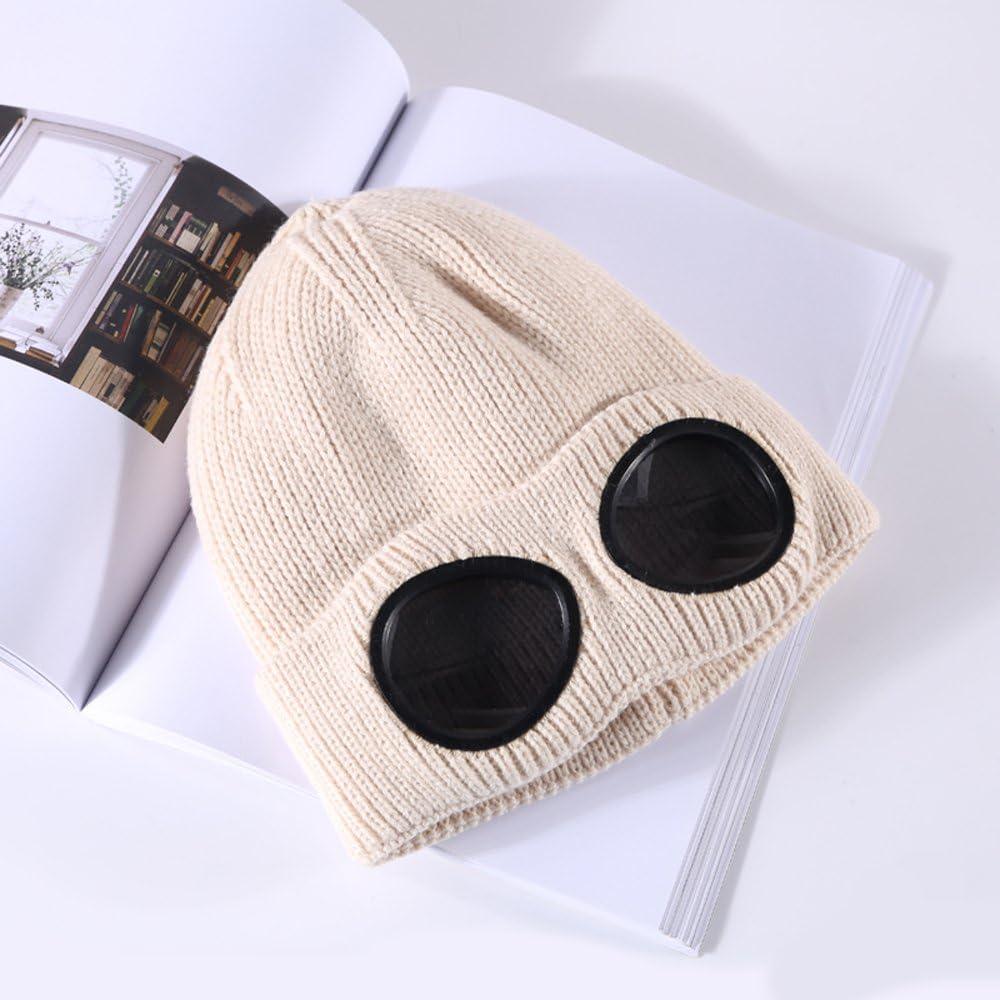 Gorro de Lana Unisex MansWill con Gafas Decorativas Beige
