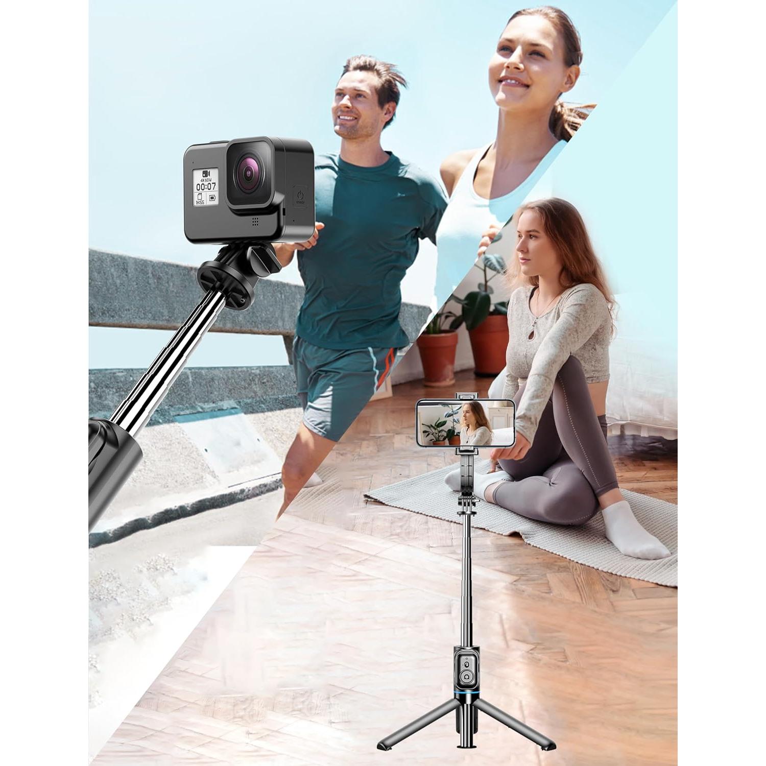 Bastón de Selfie Extensible Qirita 41" (104 cm) con Trípode
