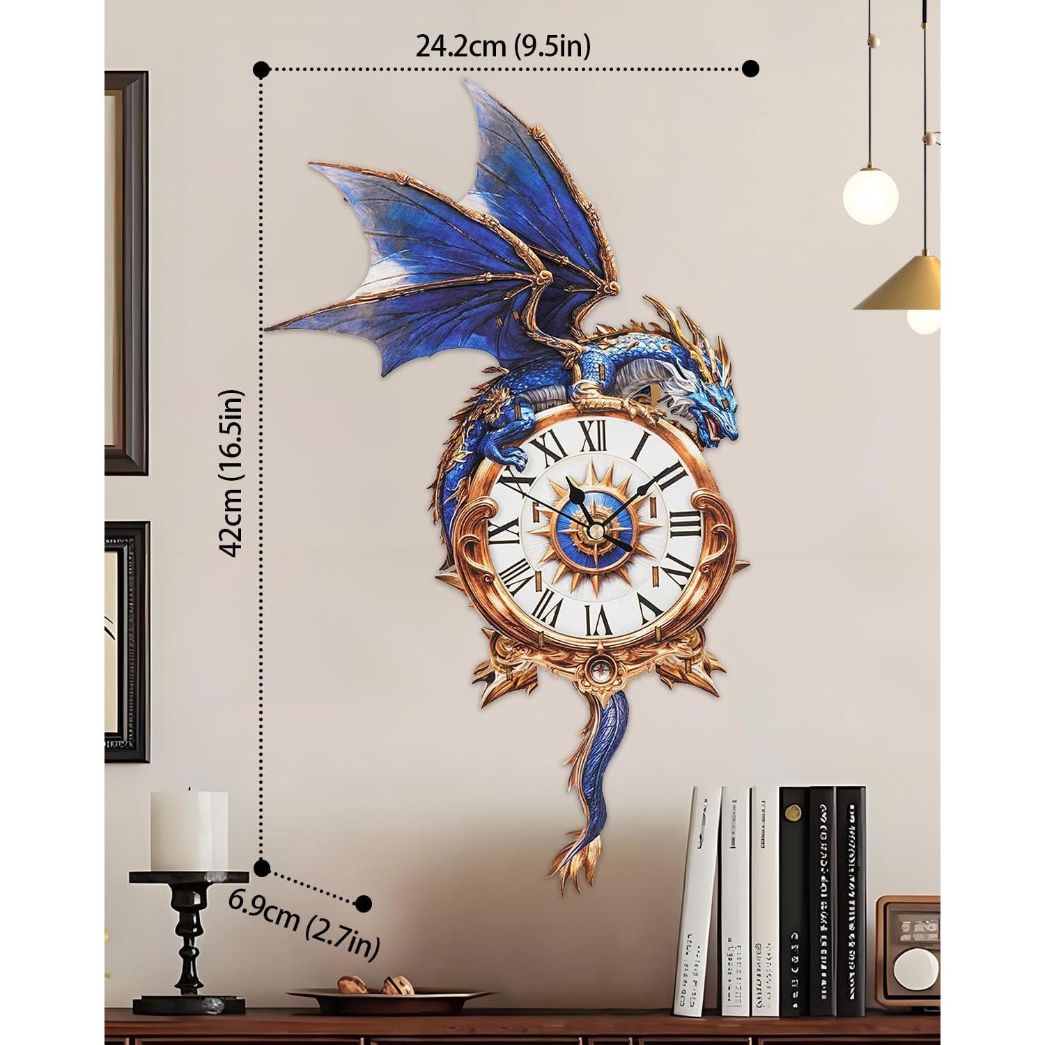 Rompecabezas 3D de Madera Rnfinewow Dragón Azul con Reloj