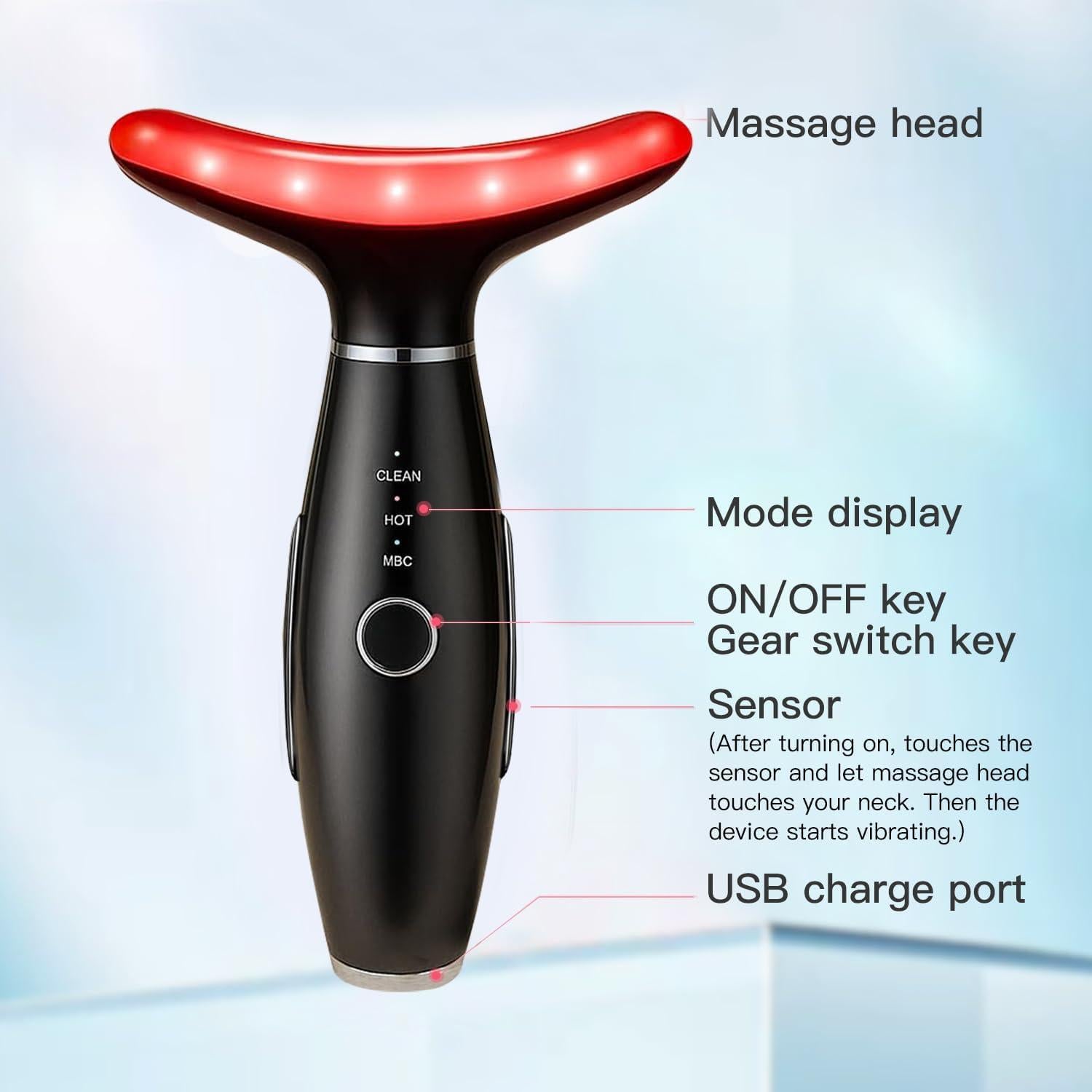 Masajeador Facial TLINNA con Luz Roja y Calor - 7 Colores