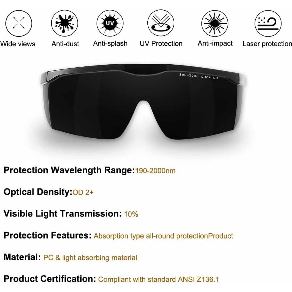 Gafas de Seguridad Láser IPL 190-2000nm Protección UV Ajustables