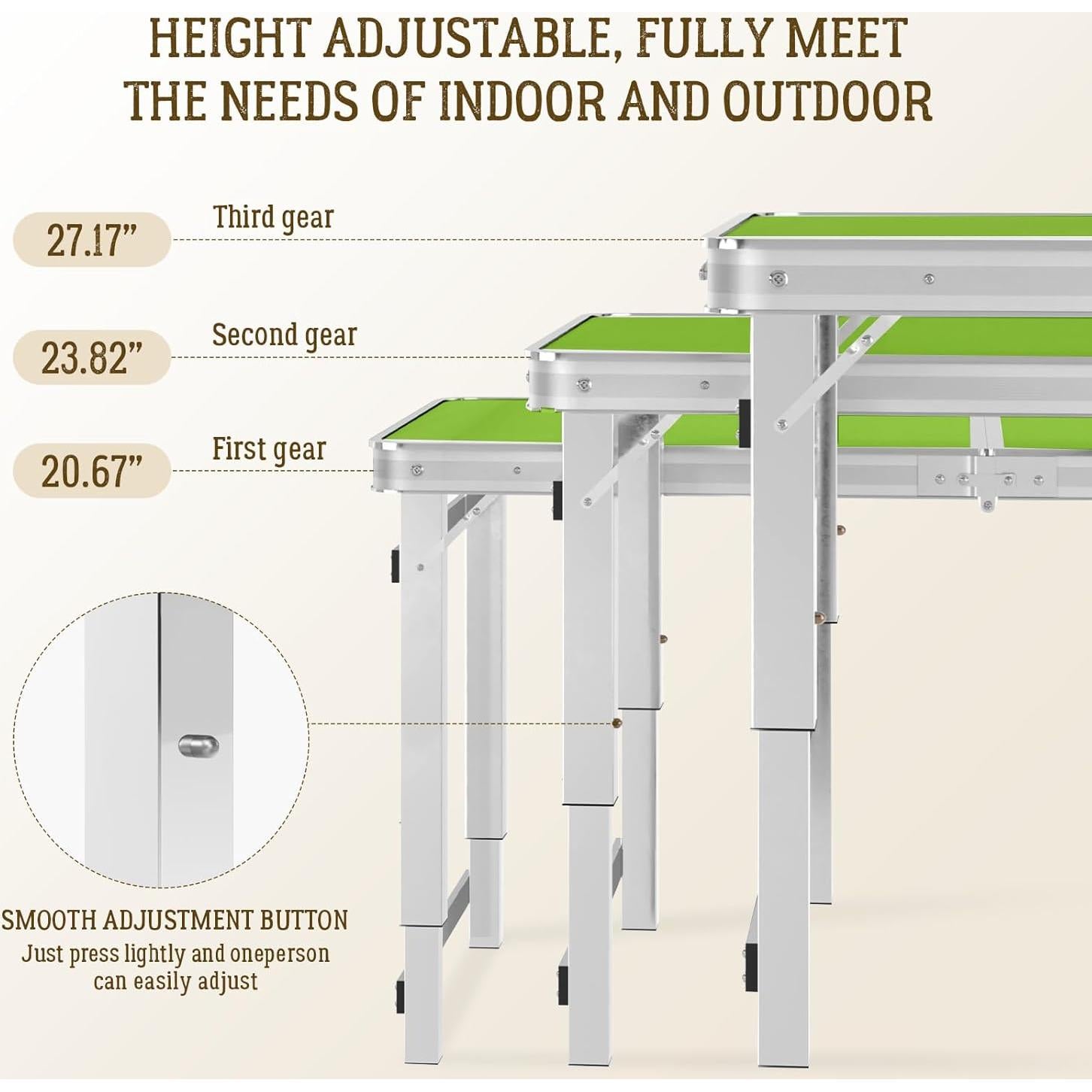 Mesa Plegable DEOMAi 1,22 m Ajustable Verde para 6 Personas