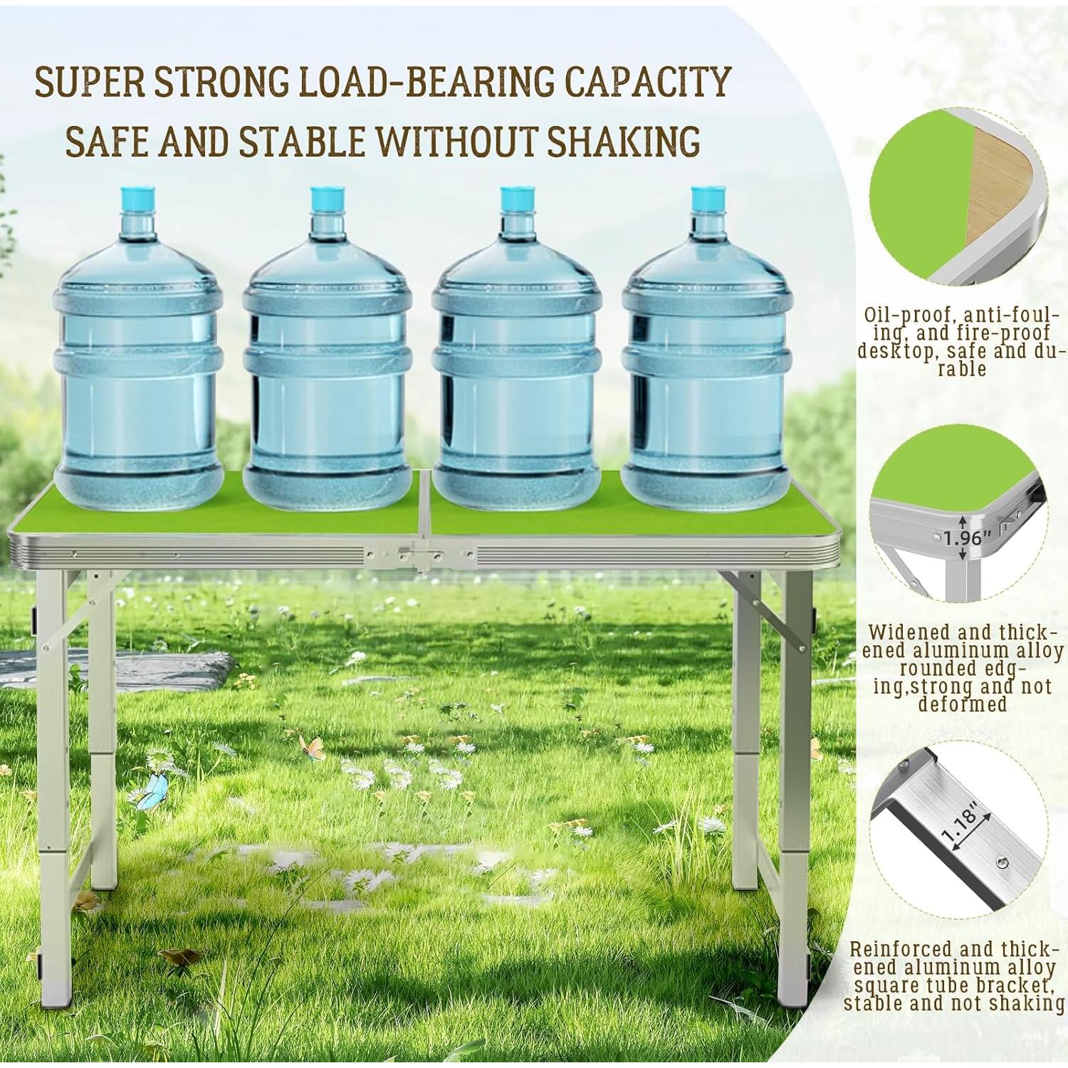 Mesa Plegable DEOMAi 1,22 m Ajustable Verde para 6 Personas