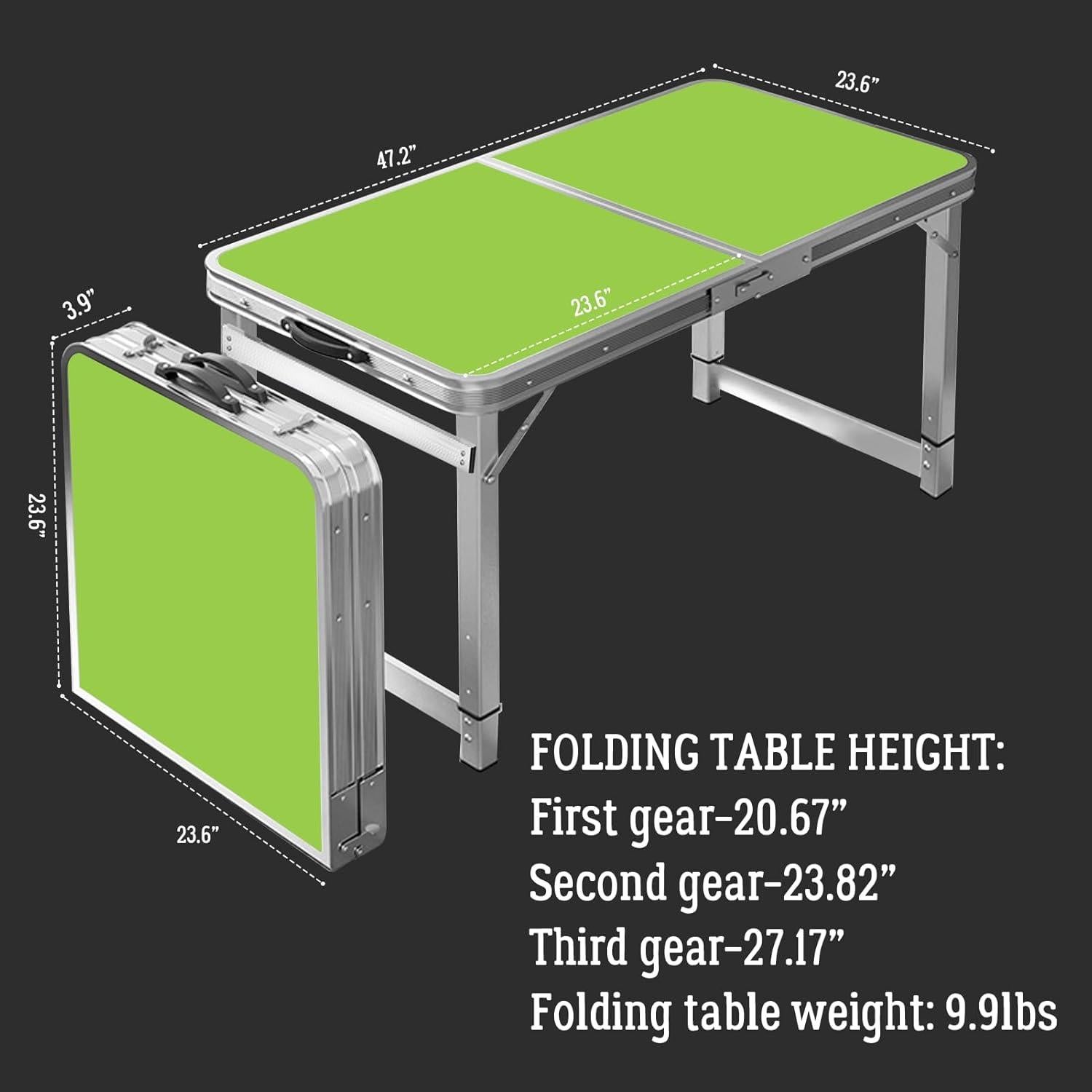 Mesa Plegable DEOMAi 1,22 m Ajustable Verde para 6 Personas