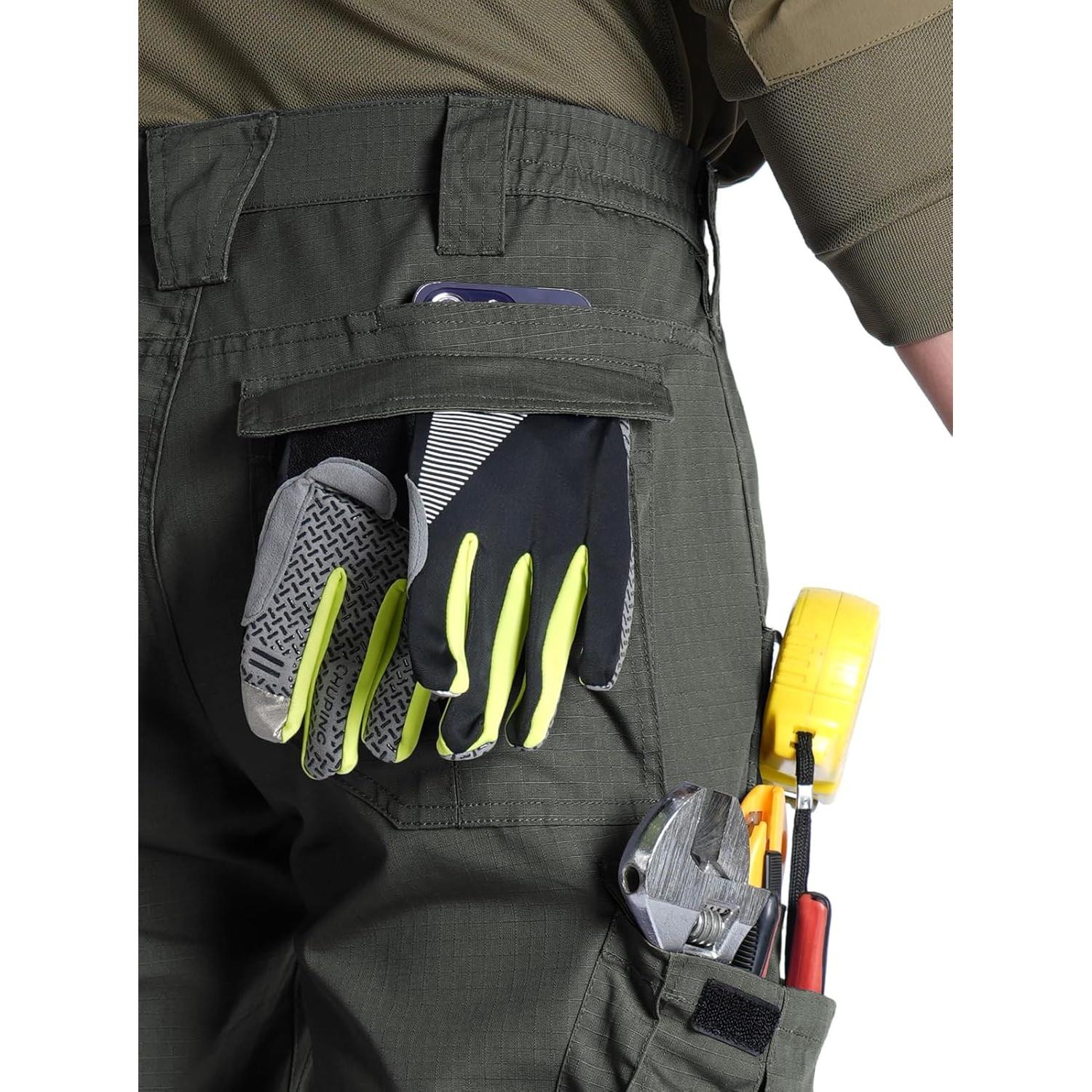 Pantalones Tácticos Hombre SPOSULEI Ripstop 9 Bolsillos Verde Militar