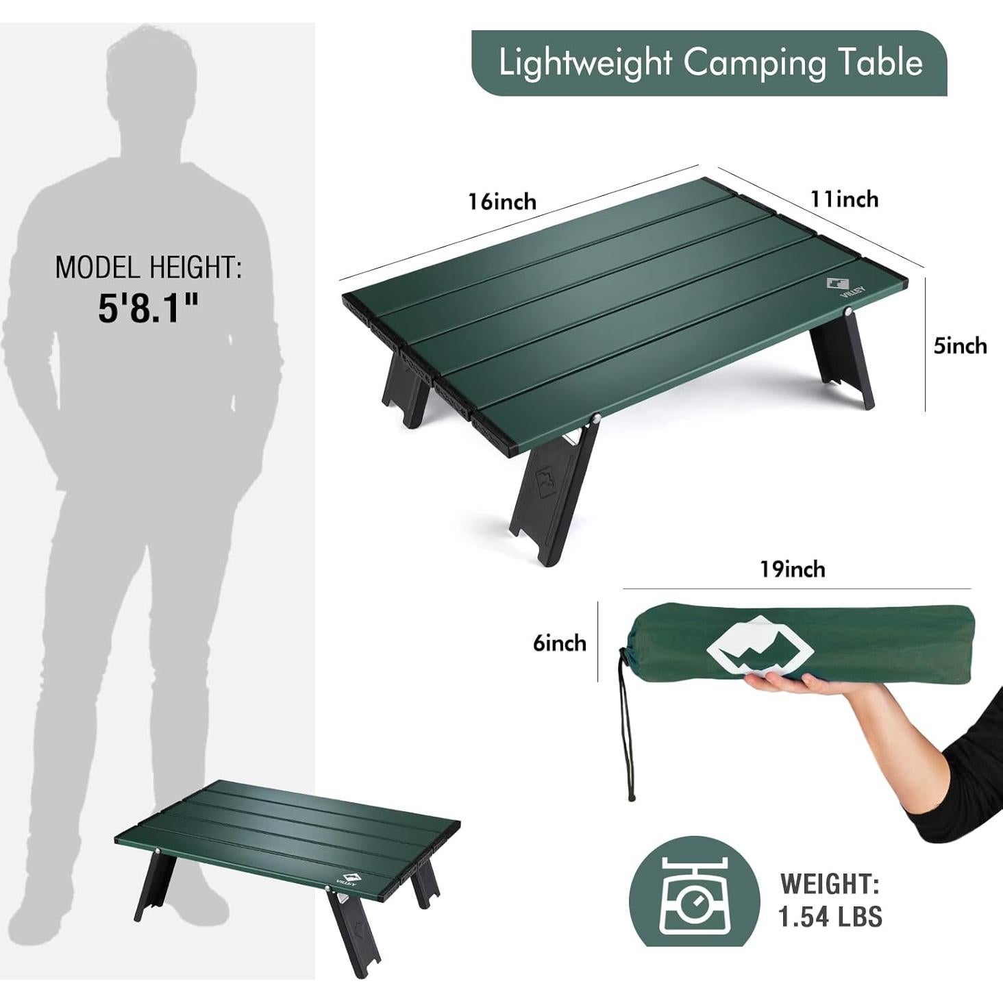Mesa de Playa Plegable VILLEY Ultraligera 40.64x27.94 cm