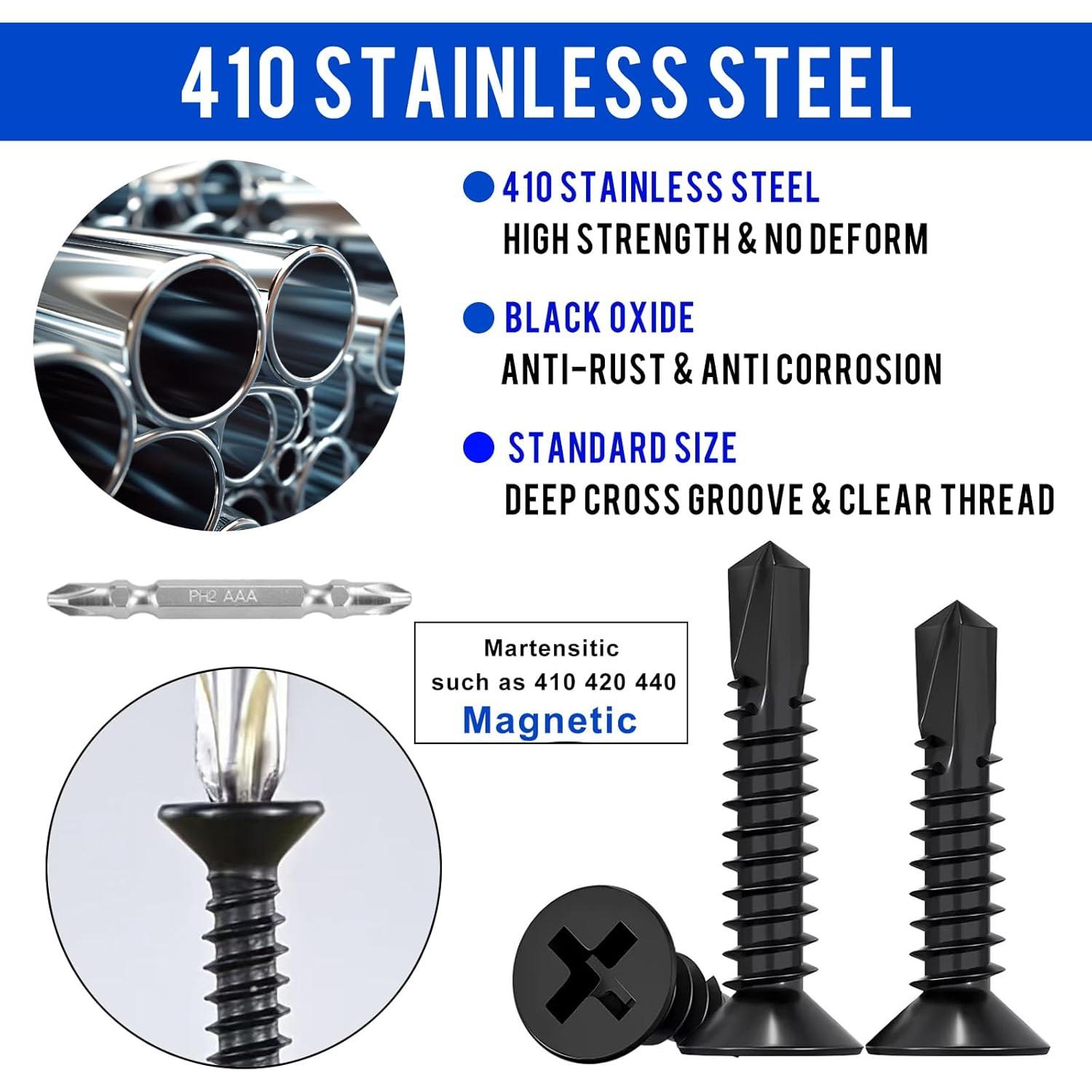 60 Tornillos Autoperforantes HanTof Acero Inoxidable #8 x 50mm