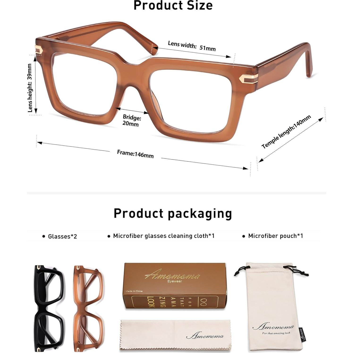 Gafas de Lectura AMOMOMA Cuadradas Unisex con Filtro Luz Azul