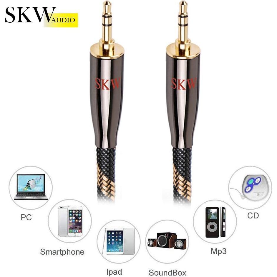 Cable AUX SKW 3.5mm Macho a Macho 1.5m Negro Trenzado