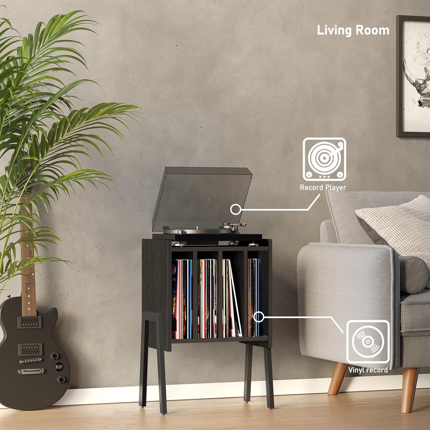 Soporte para Tocadiscos TUTOTAK Negro con 4 Compartimentos