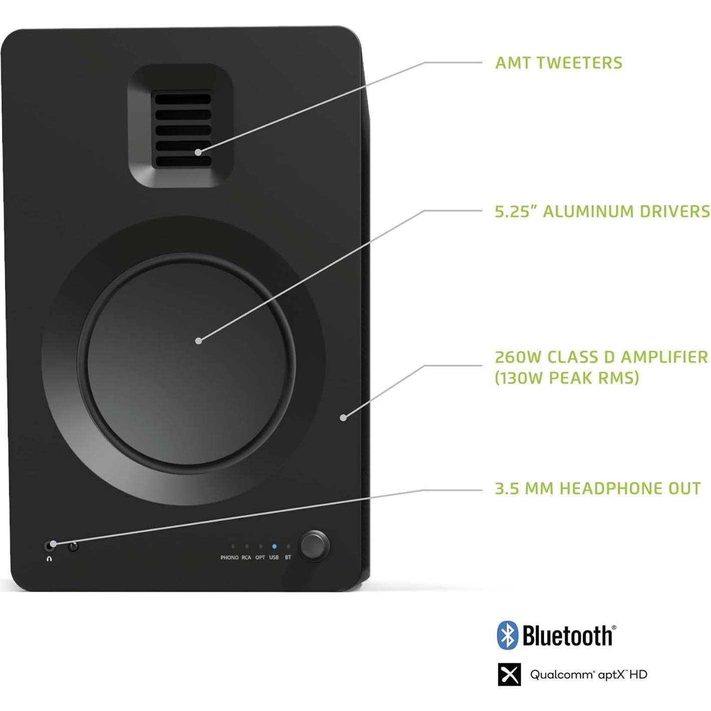Altavoz Kanto TUK Estantería 5.25" Bluetooth DAC USB Negro