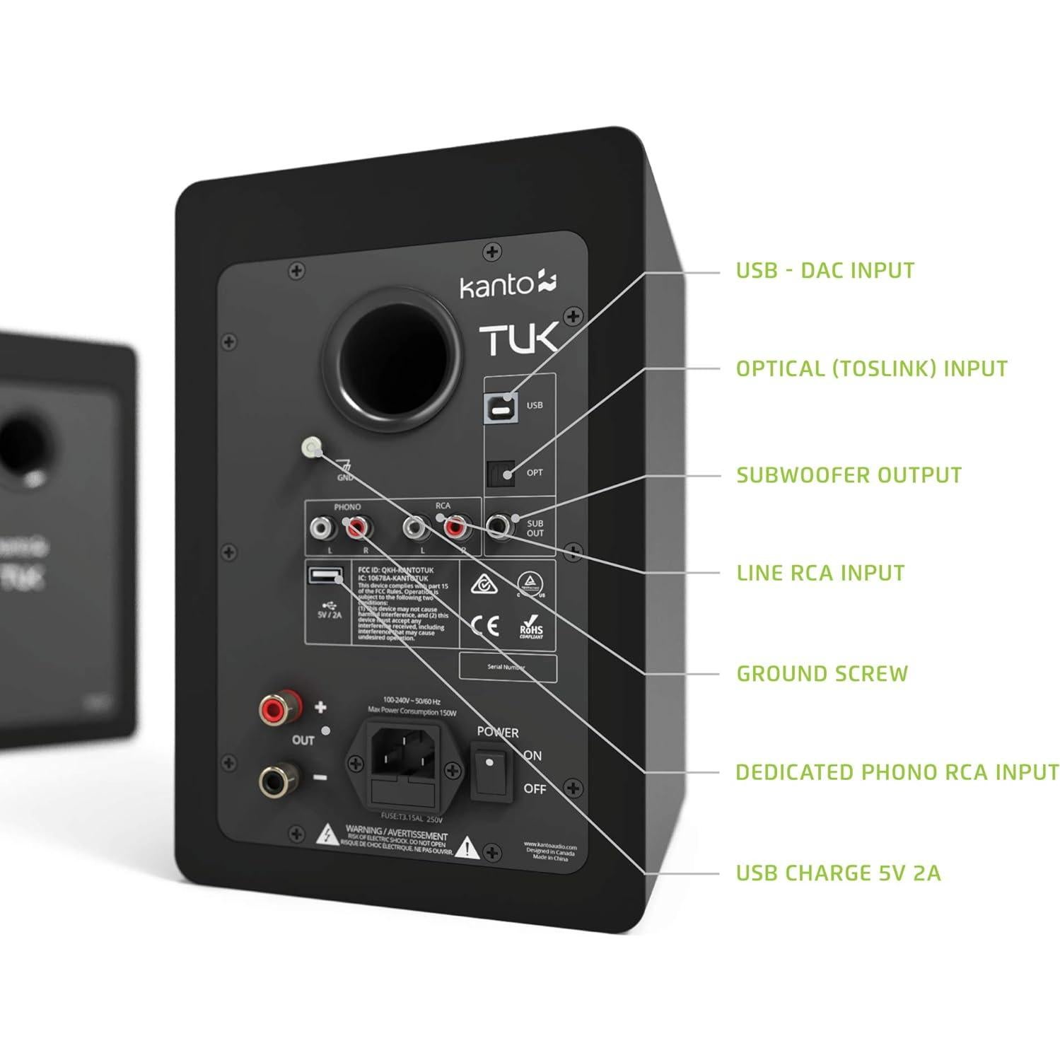 Altavoz Kanto TUK Estantería 5.25" Bluetooth DAC USB Negro