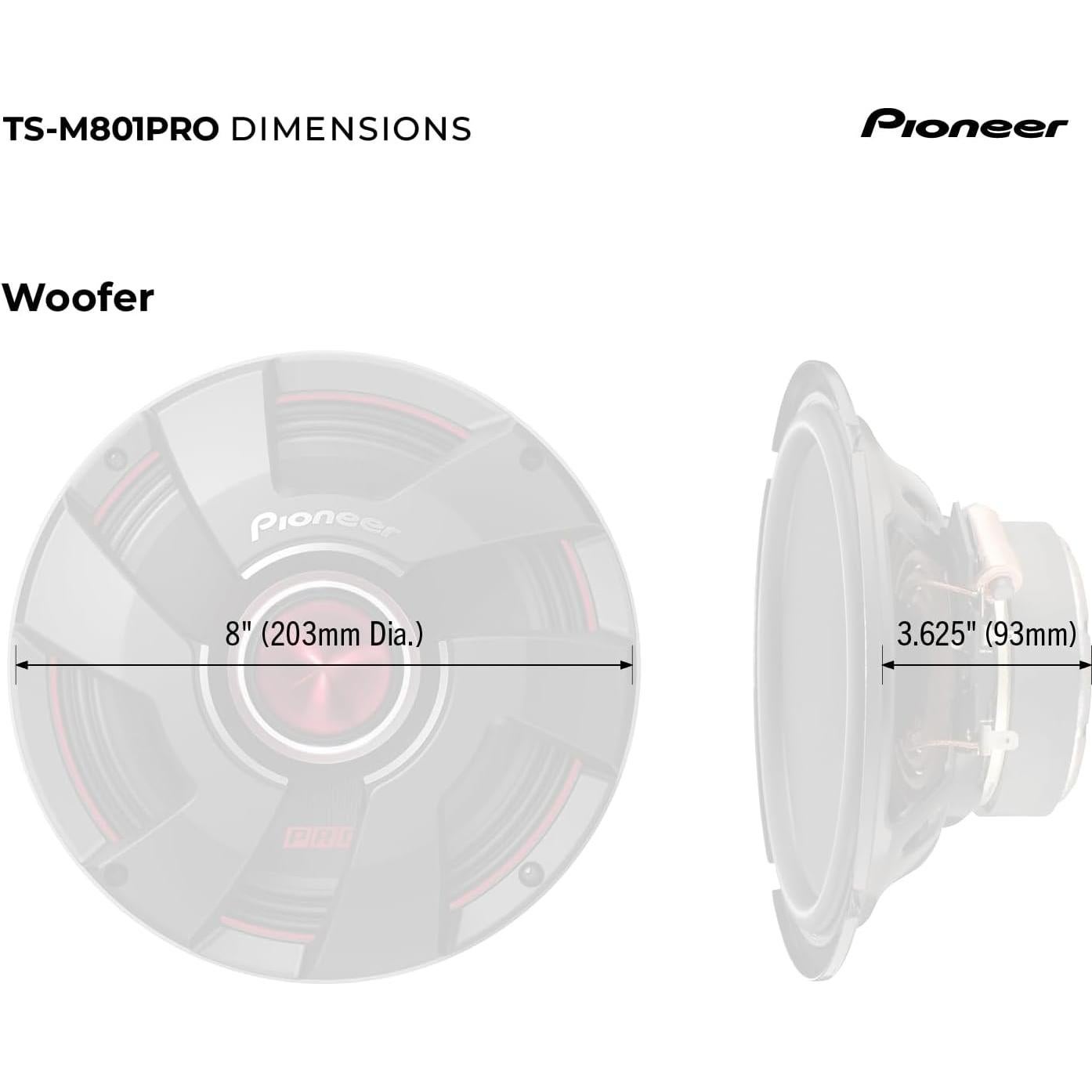 Altavoces de Coche Pioneer TS-M801PRO 20.32 cm 700W Máx
