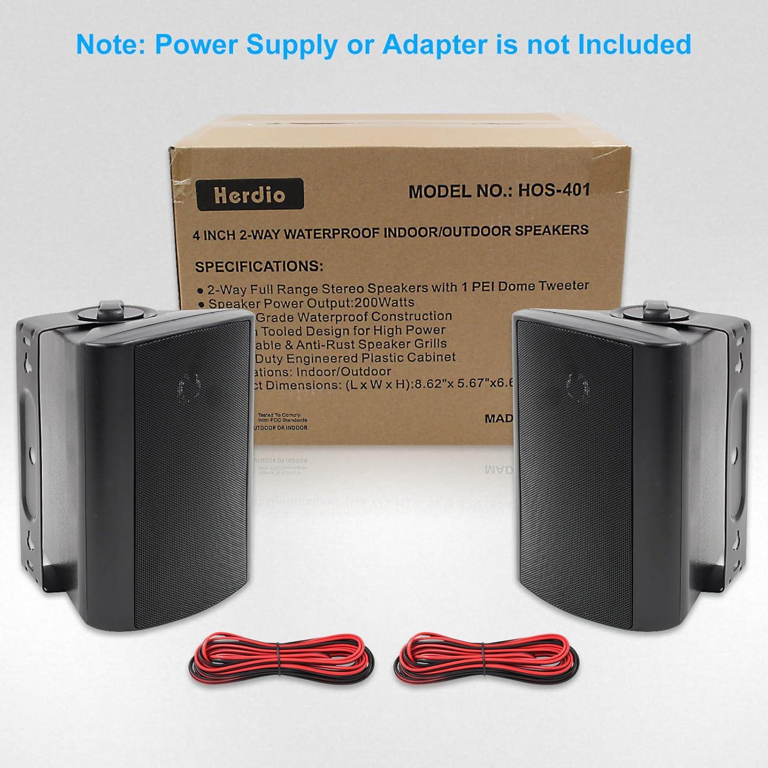 Altavoces Pasivos para Exterior Herdio HOS-401B 4" 200W Negro