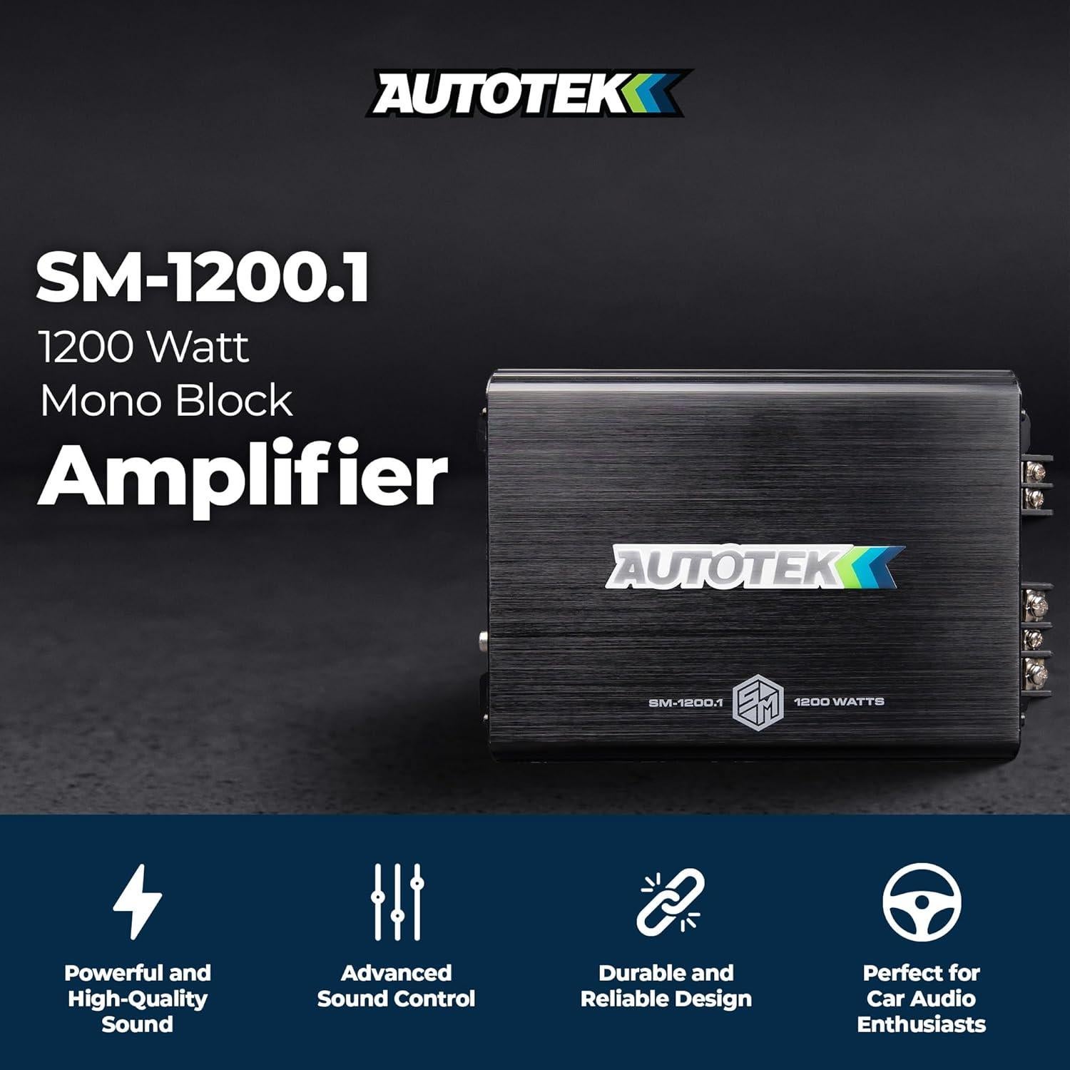 Amplificador de Audio Autotek SM-1200.1 1200W Mono Clase D