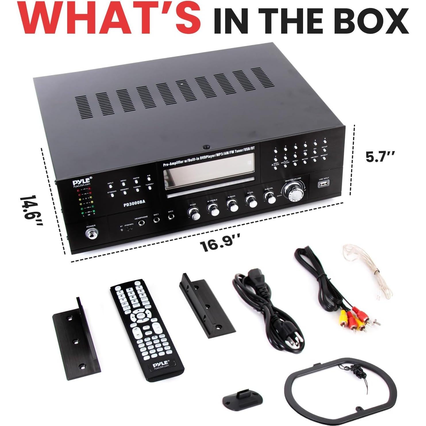 Amplificador Receptor Bluetooth Pyle PD3000BT 3000W 4 Canales