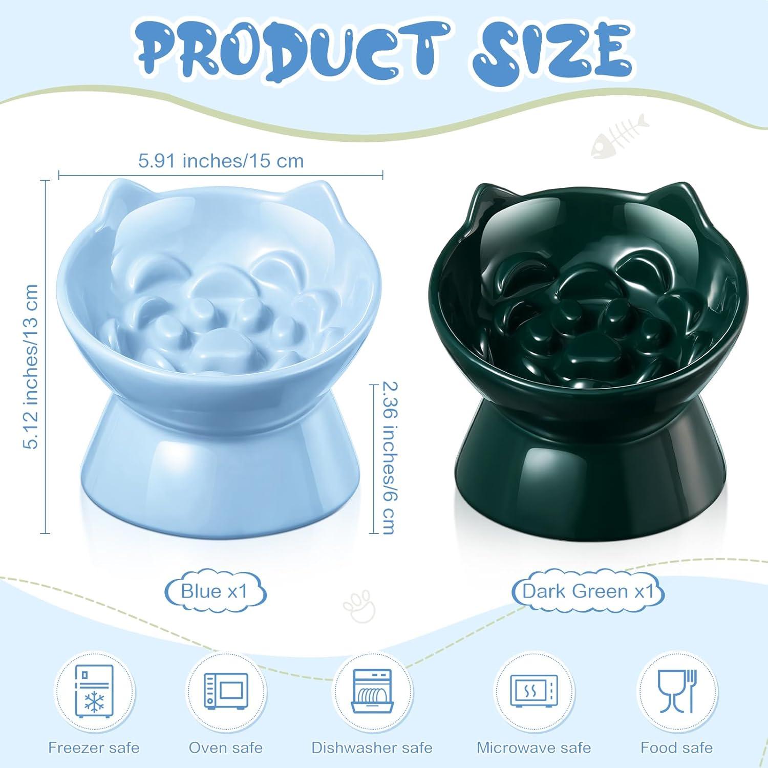 Cuencos Elevados de Cerámica para Gatos Funnymoom 2 Pcs