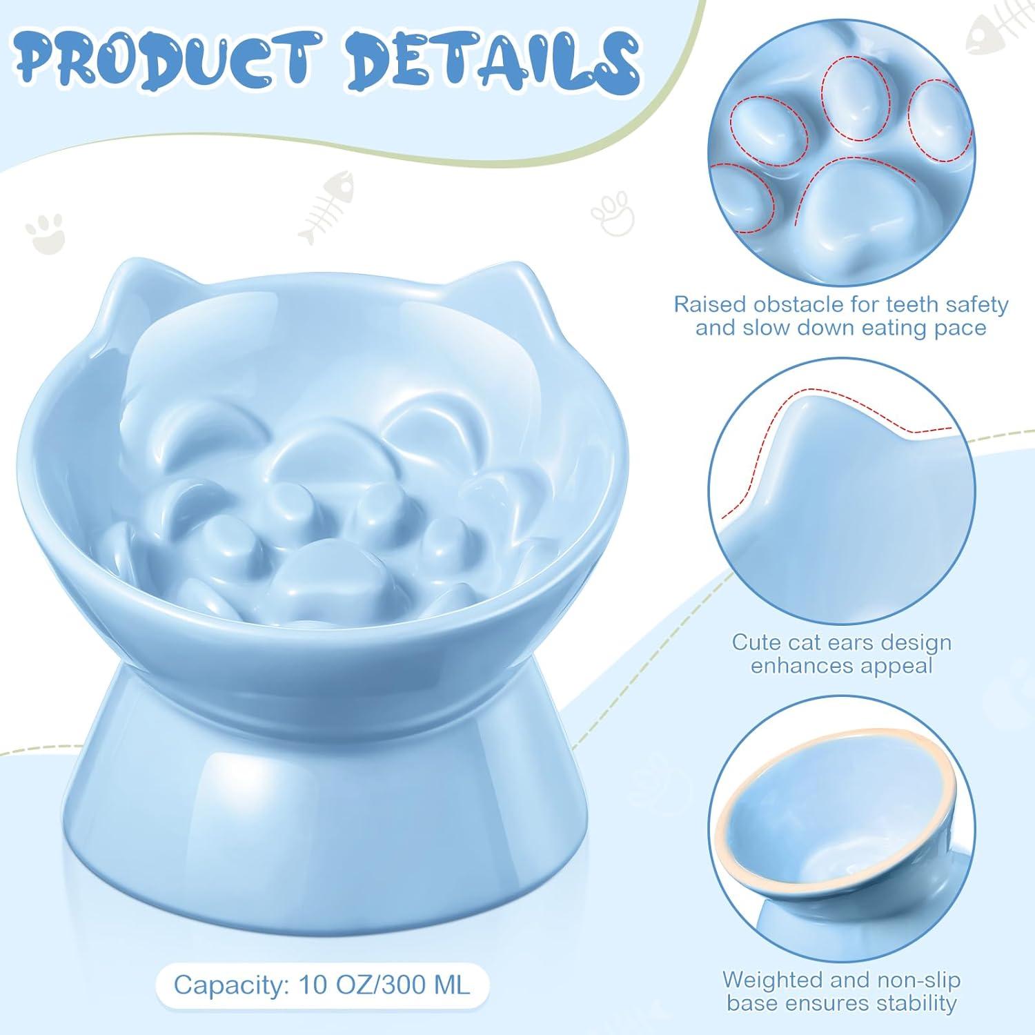 Cuencos Elevados de Cerámica para Gatos Funnymoom 2 Pcs