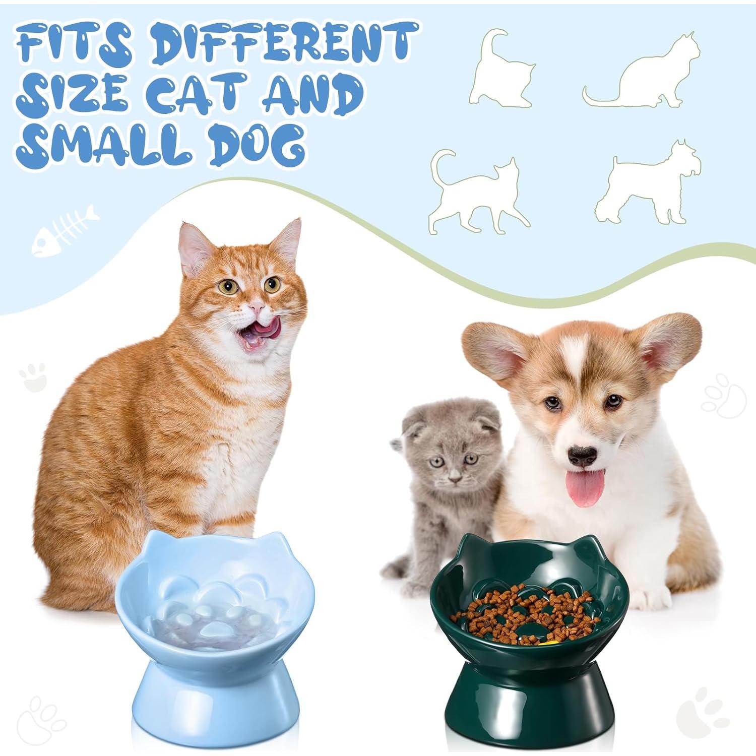 Cuencos Elevados de Cerámica para Gatos Funnymoom 2 Pcs