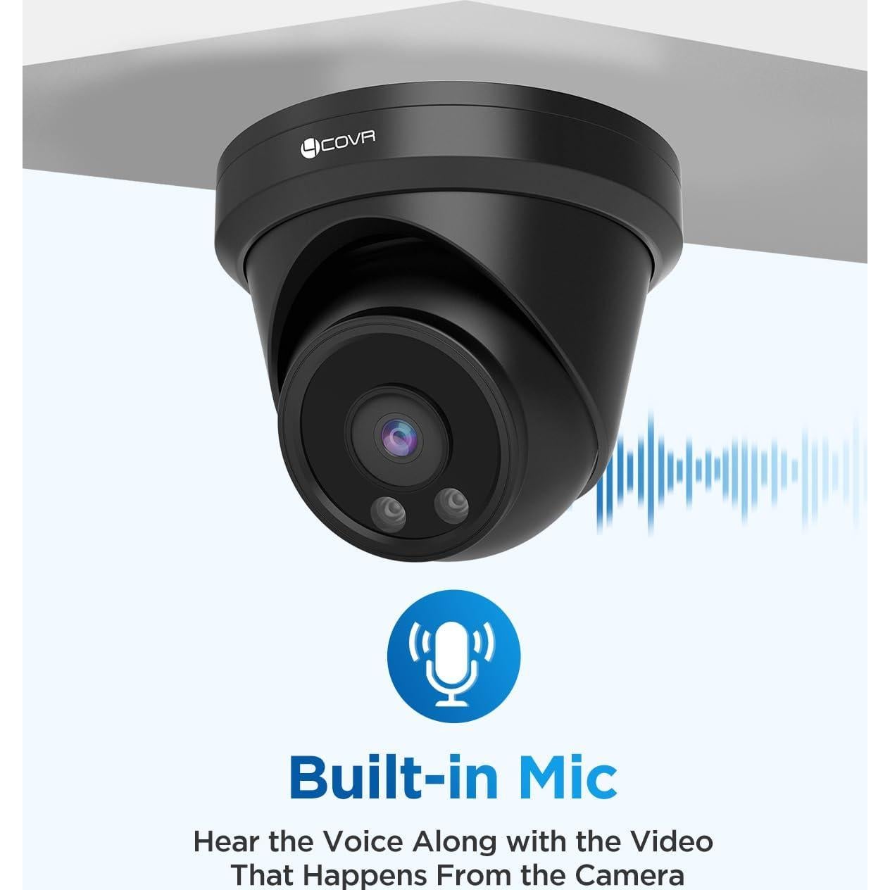 Cámara de Seguridad IP PoE 4COVR 8MP 4K con Audio y Visión Nocturna