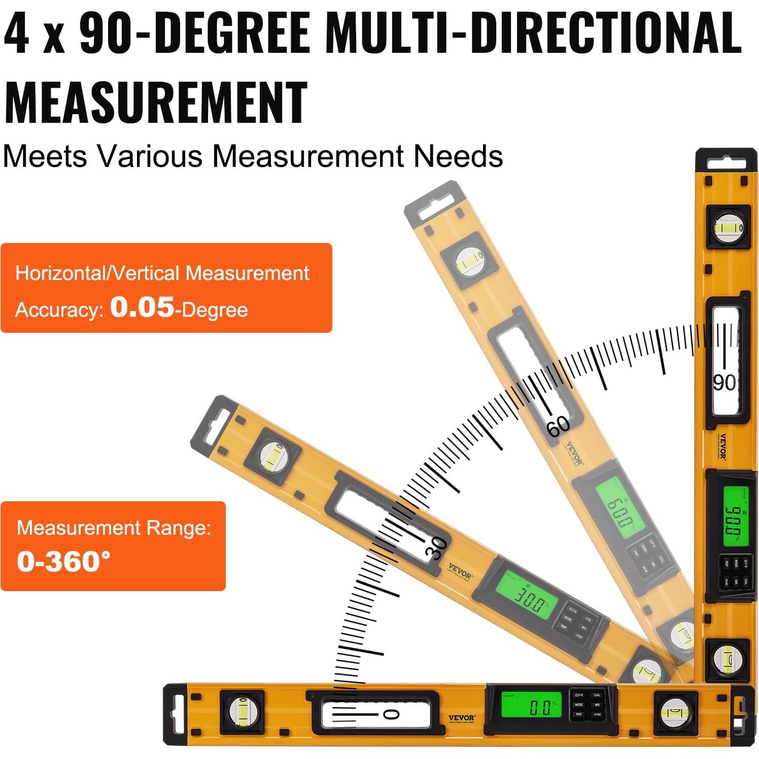Nivel Torpedo Digital VEVOR 60 cm con Pantalla LED y Sensor