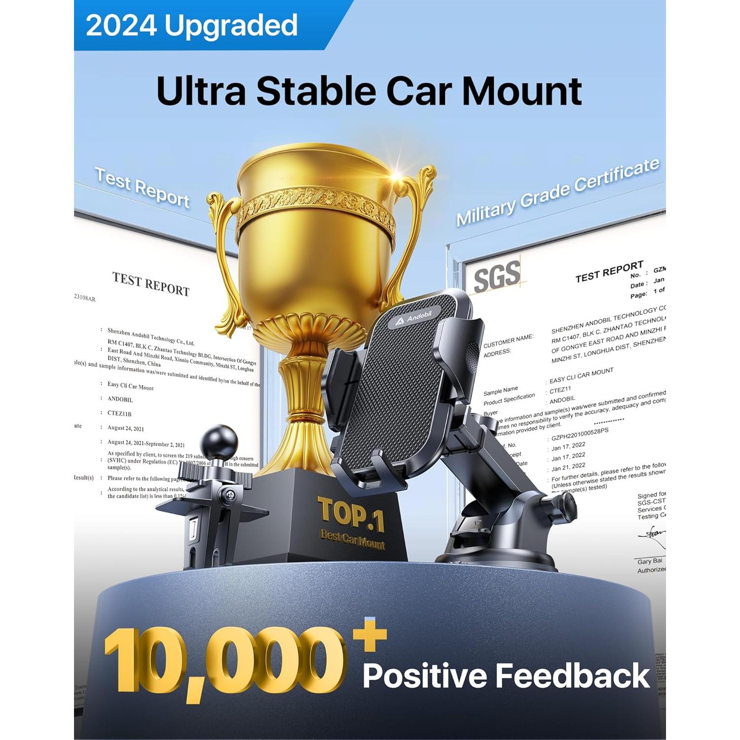 Soporte para teléfono de coche Andobil 3 en 1 negro