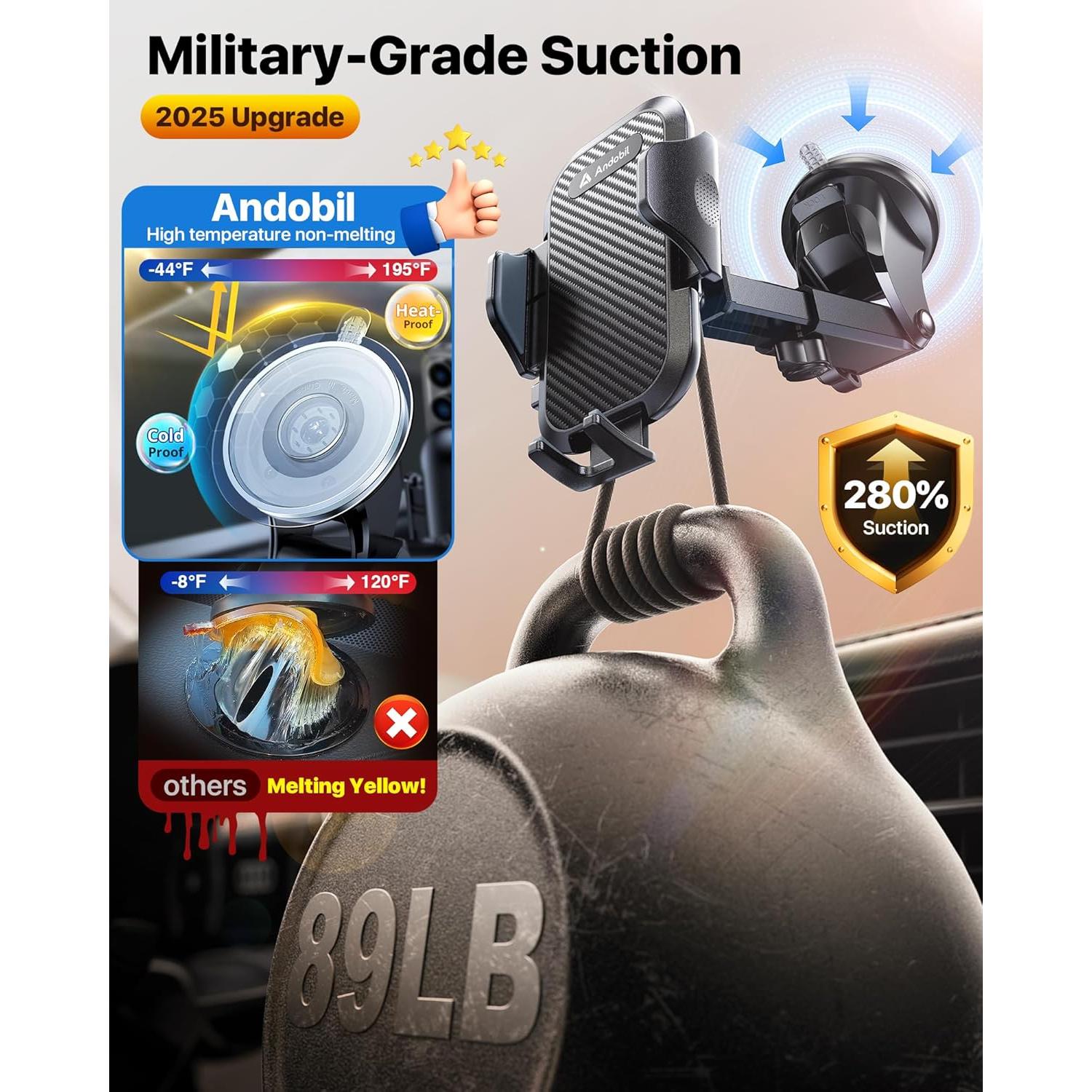 Soporte para teléfono de coche Andobil 3 en 1 negro