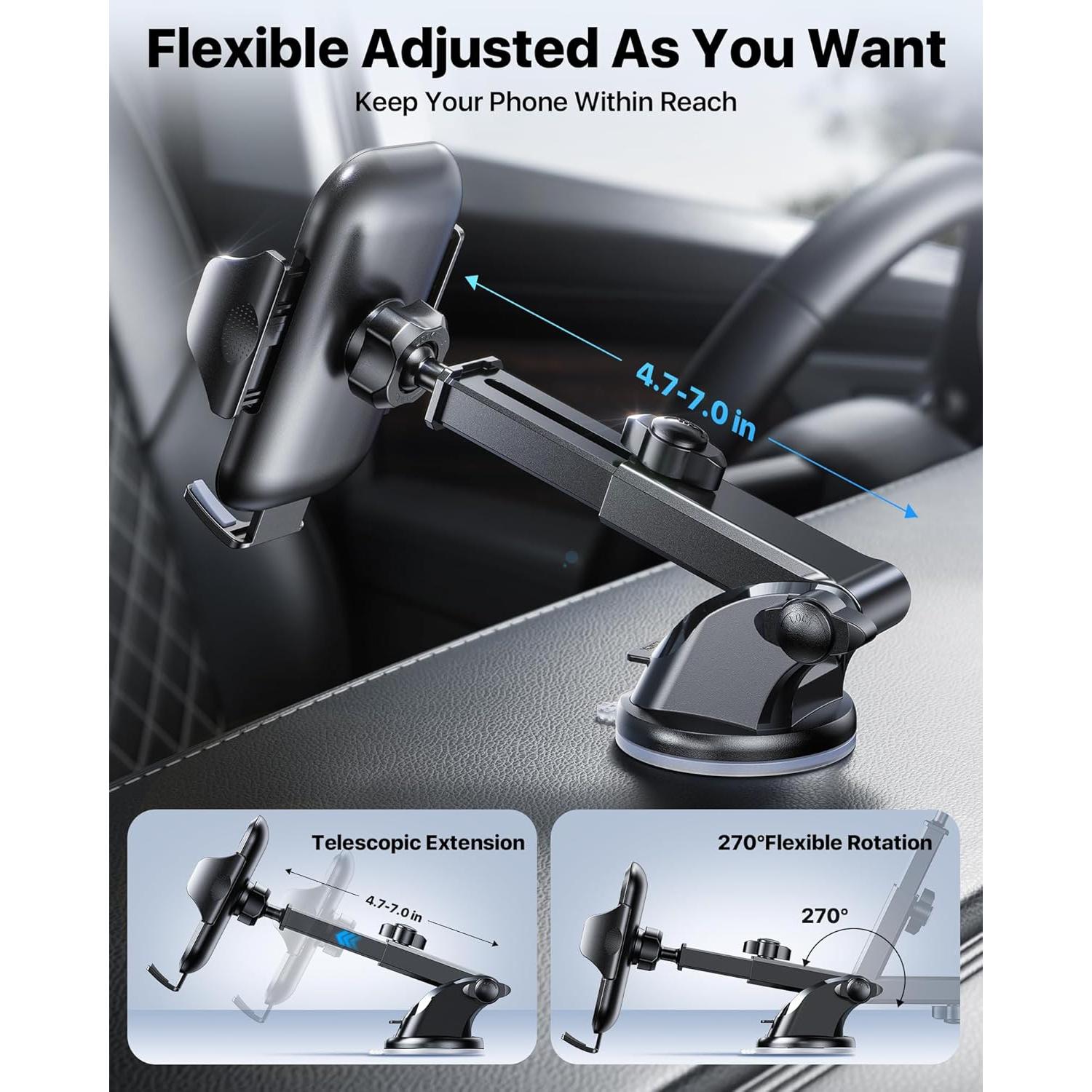 Soporte para teléfono de coche Andobil 3 en 1 negro