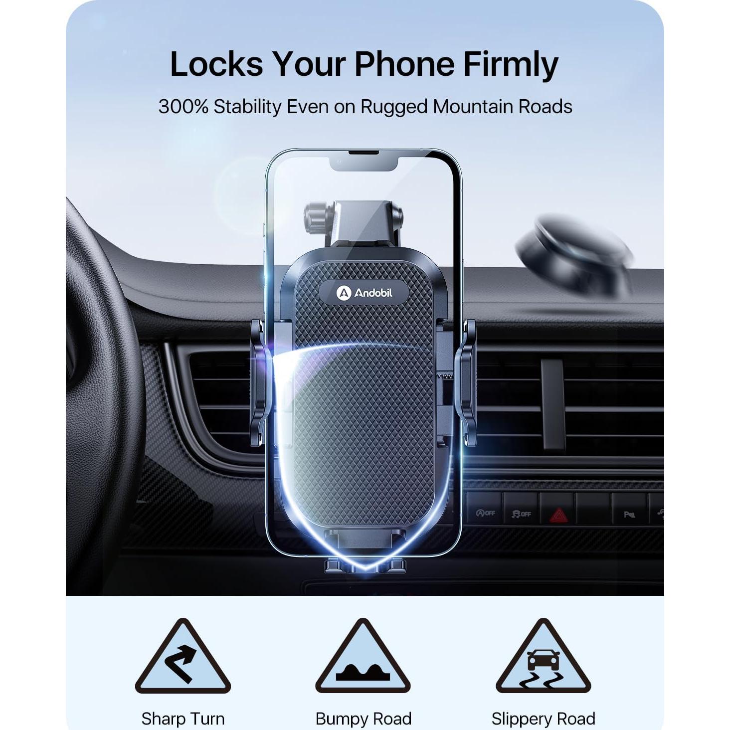 Soporte para teléfono de coche Andobil 3 en 1 negro