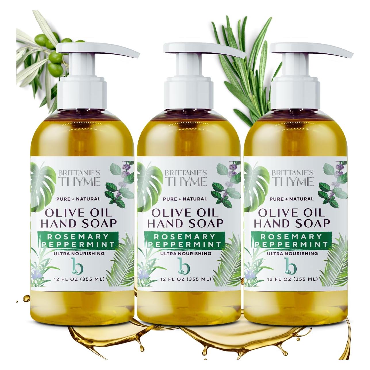 Jabón Líquido Vegano Brittanie Romero Menta 355 ml Paquete 3