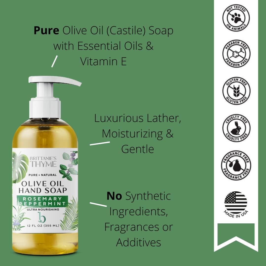 Jabón Líquido Vegano Brittanie Romero Menta 355 ml Paquete 3