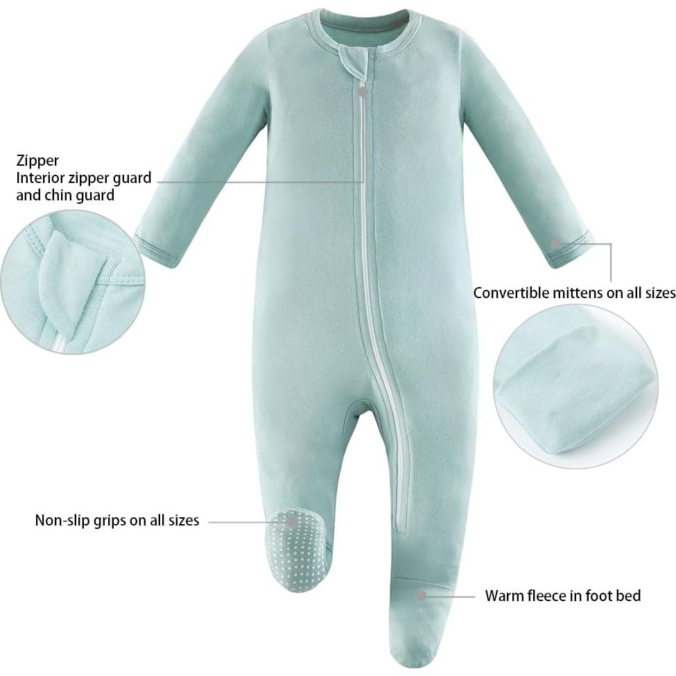 Pijama de Sueño para Bebé Owlivia de Rayón de Bambú con Cremallera y Pies Antideslizantes