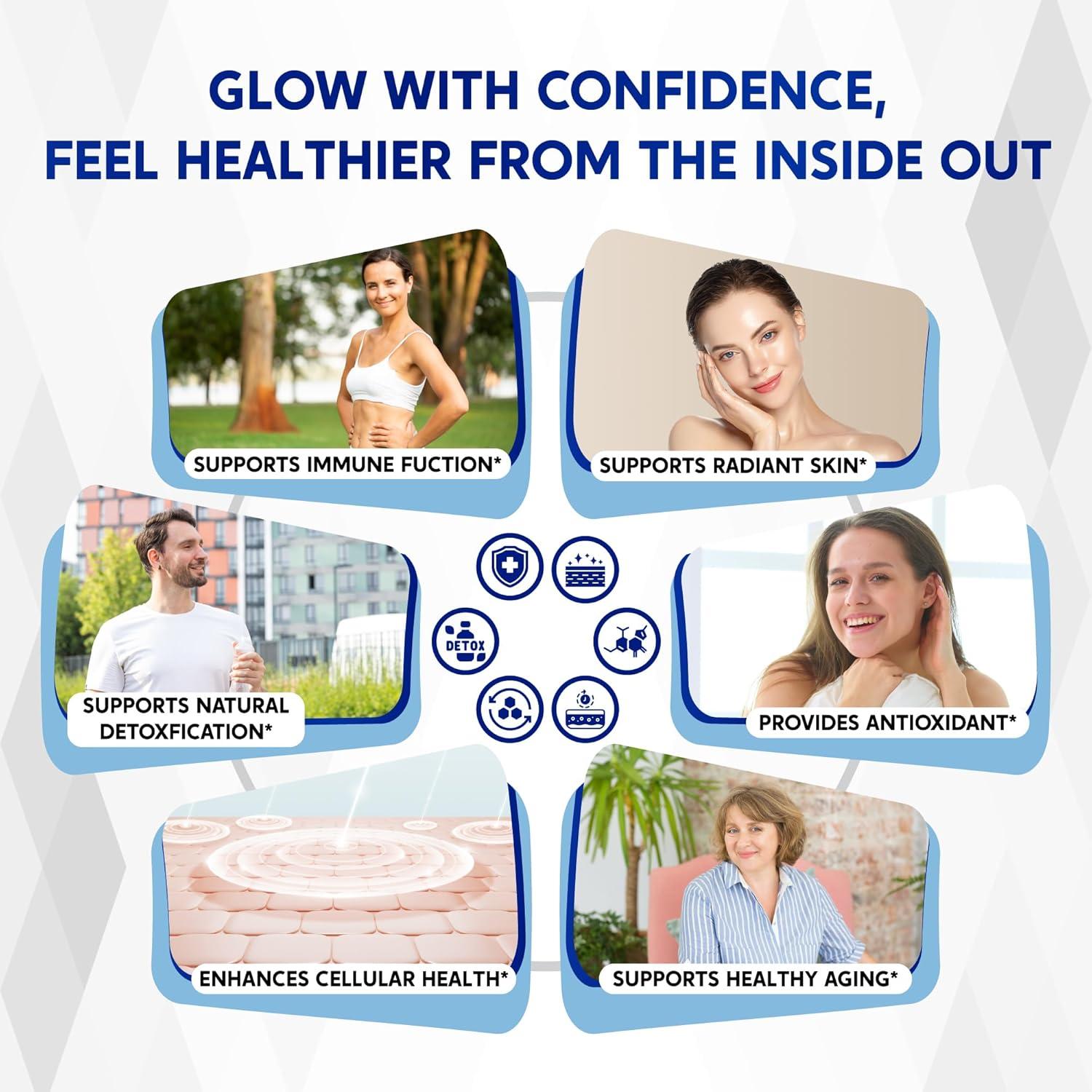 Glutathione, Vitamin C, Glycine, Alpha Lipoic Acid & Milk Thistle – Support Immunity & Radiant Skin – 150 Capsules – Made in USA