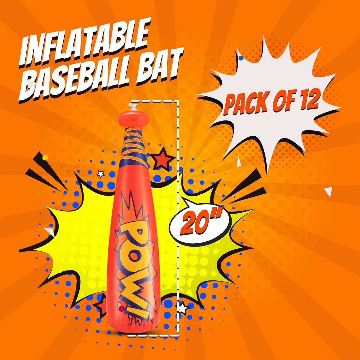 Bate de béisbol inflable Bedwina 20" - Paquete de 12 colores