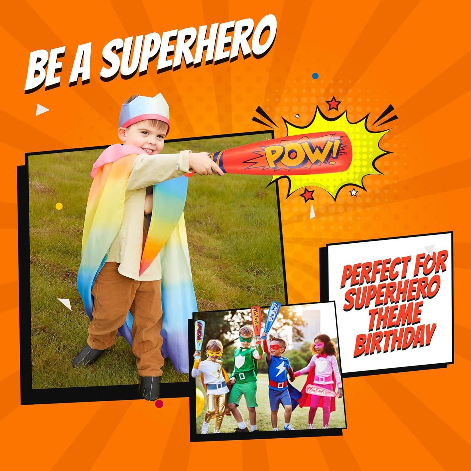 Bate de béisbol inflable Bedwina 20" - Paquete de 12 colores