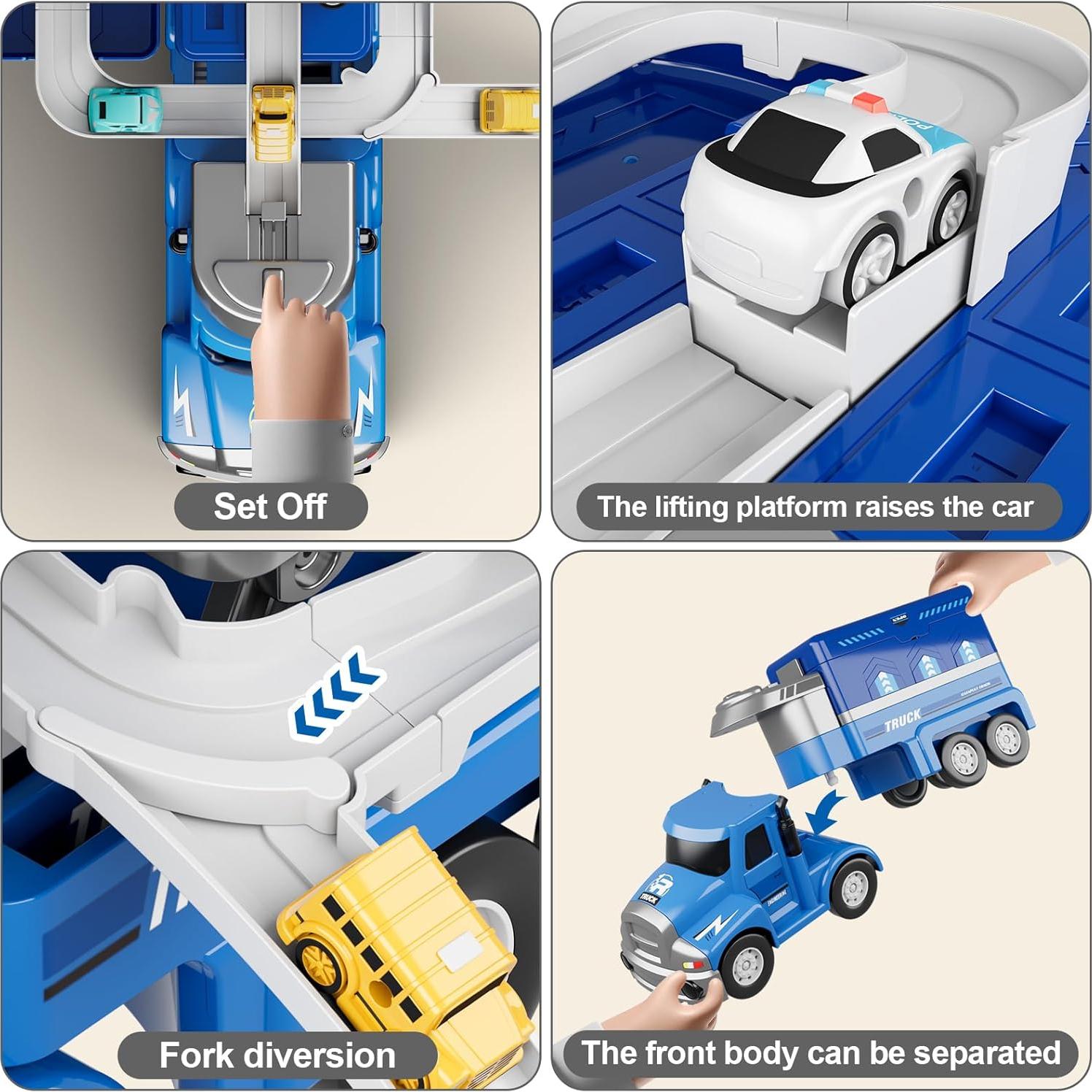 Juguete de Camión Dwi Dowellin con 8 Coches y Pista de Carreras