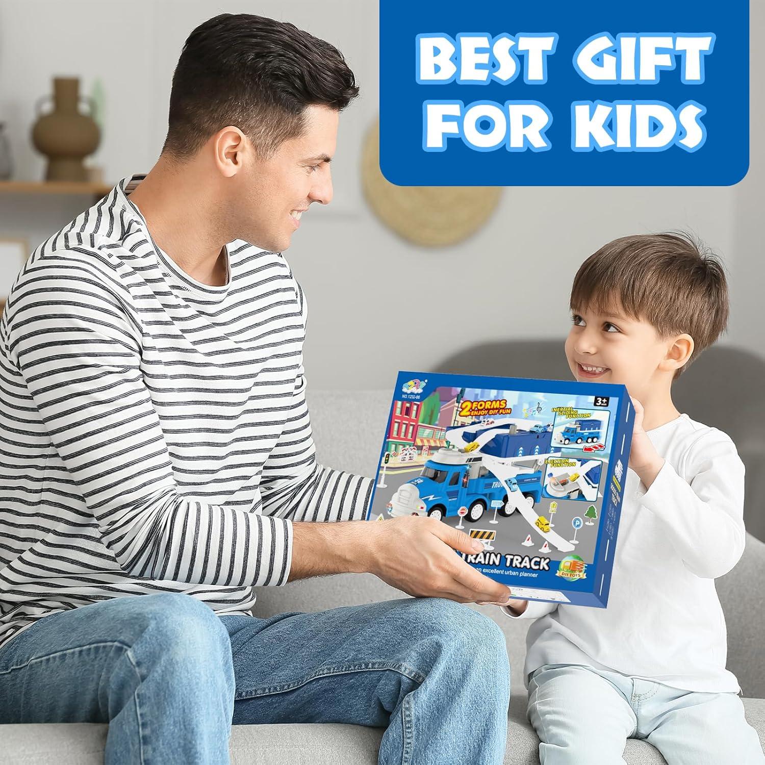 Juguete de Camión Dwi Dowellin con 8 Coches y Pista de Carreras