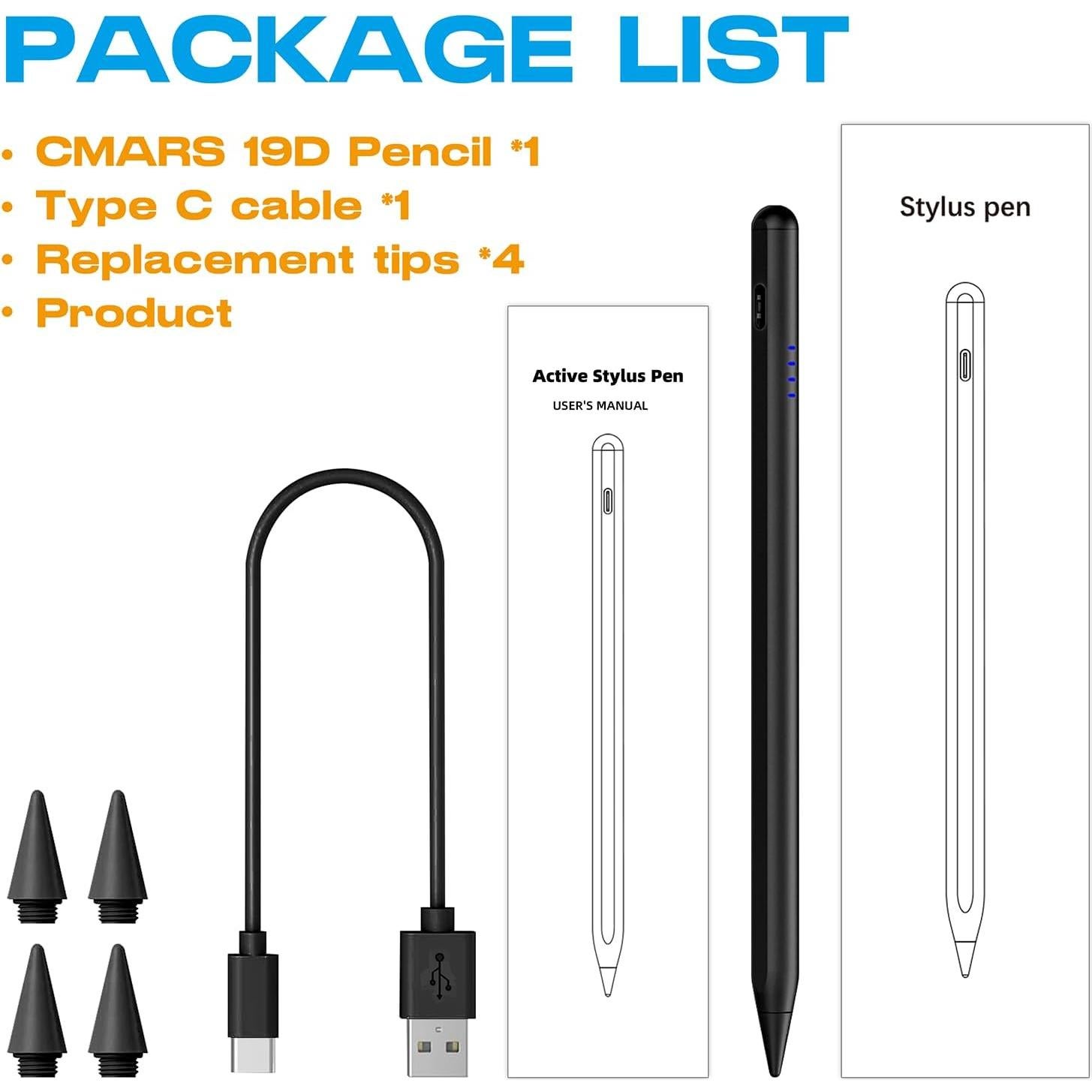Lápiz Stylus CMARS para iPad 6ta-10ma Gen, Carga Rápida