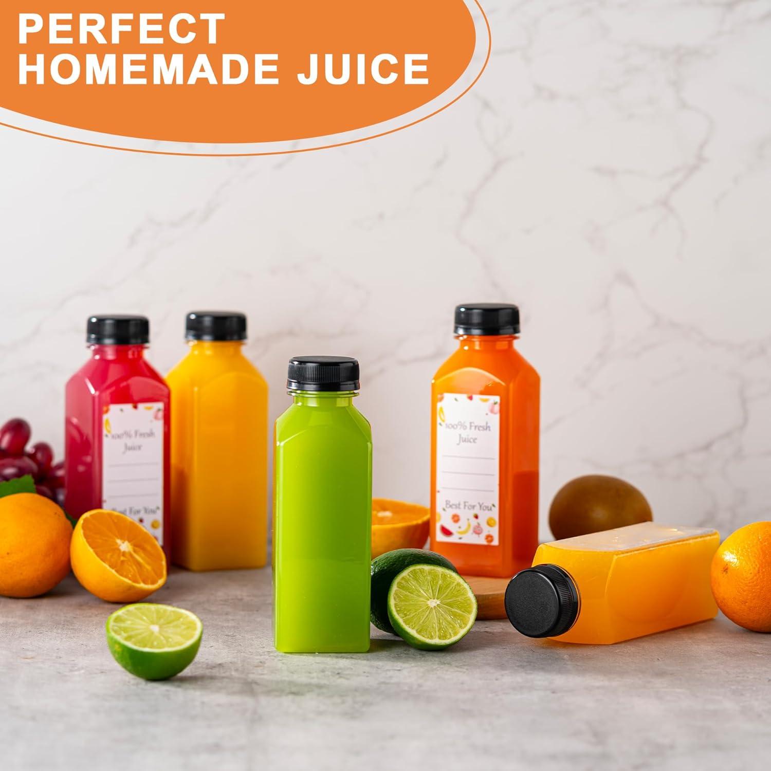 Botellas de Jugo Reutilizables BOOMIBOO 15Pcs 236ml con Tapas